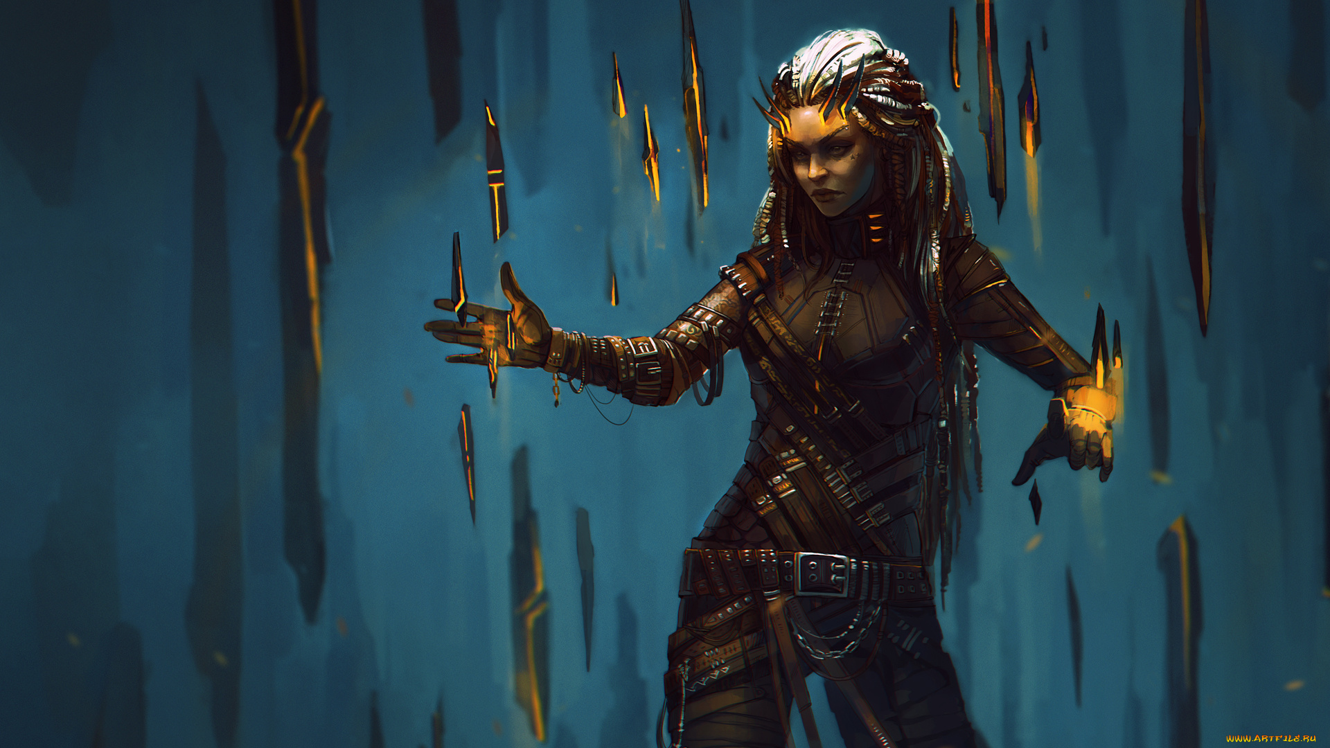 фэнтези, девушки, рога, униформа, фон, девушка