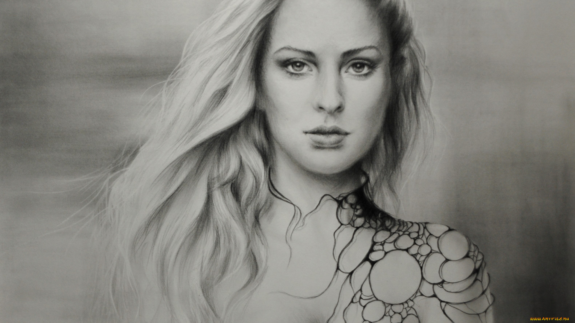 рисованное, люди, девушка, фон, взгляд