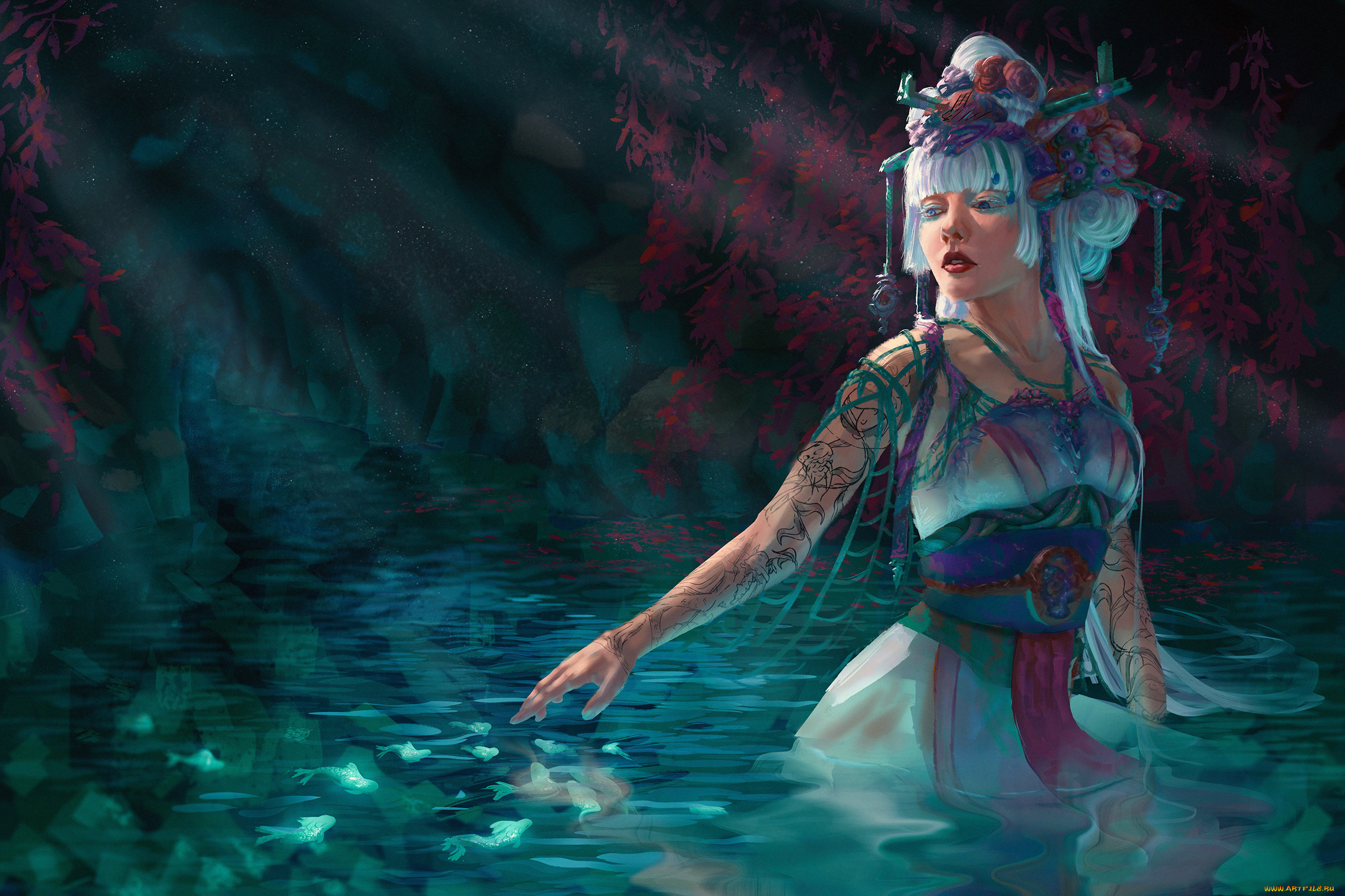 фэнтези, девушки, девушка, фон, вода