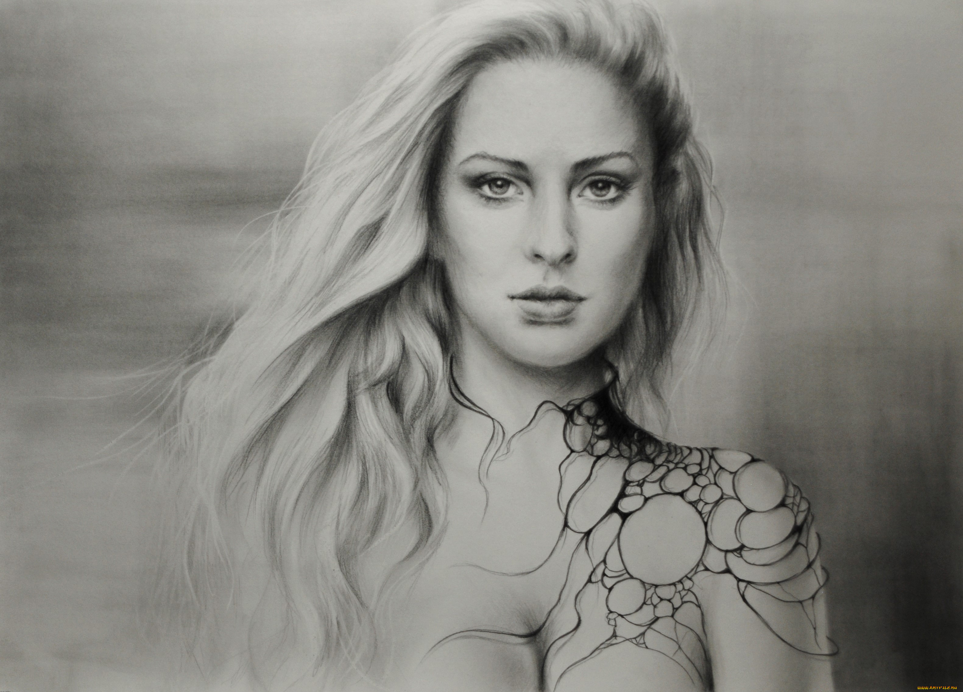 рисованное, люди, девушка, фон, взгляд