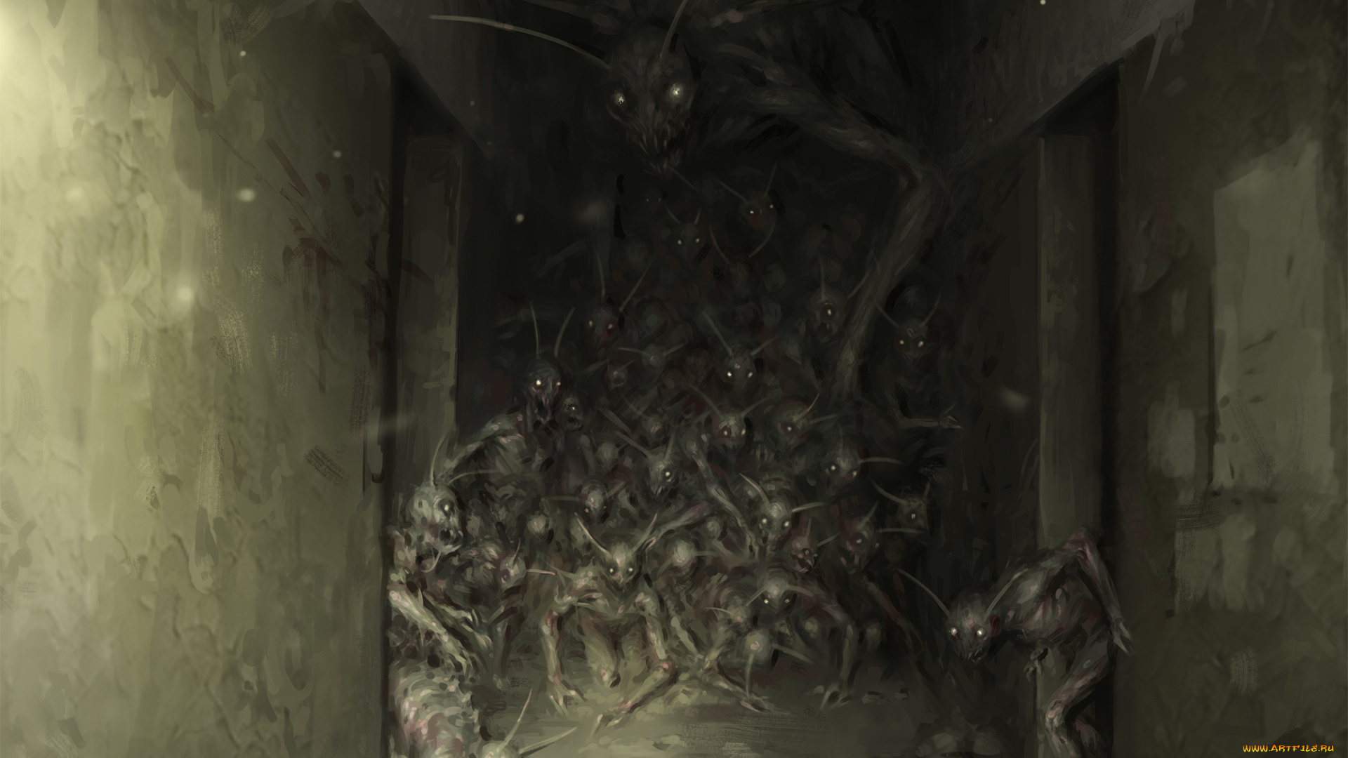 фэнтези, существа, фон, взгляд, ужас