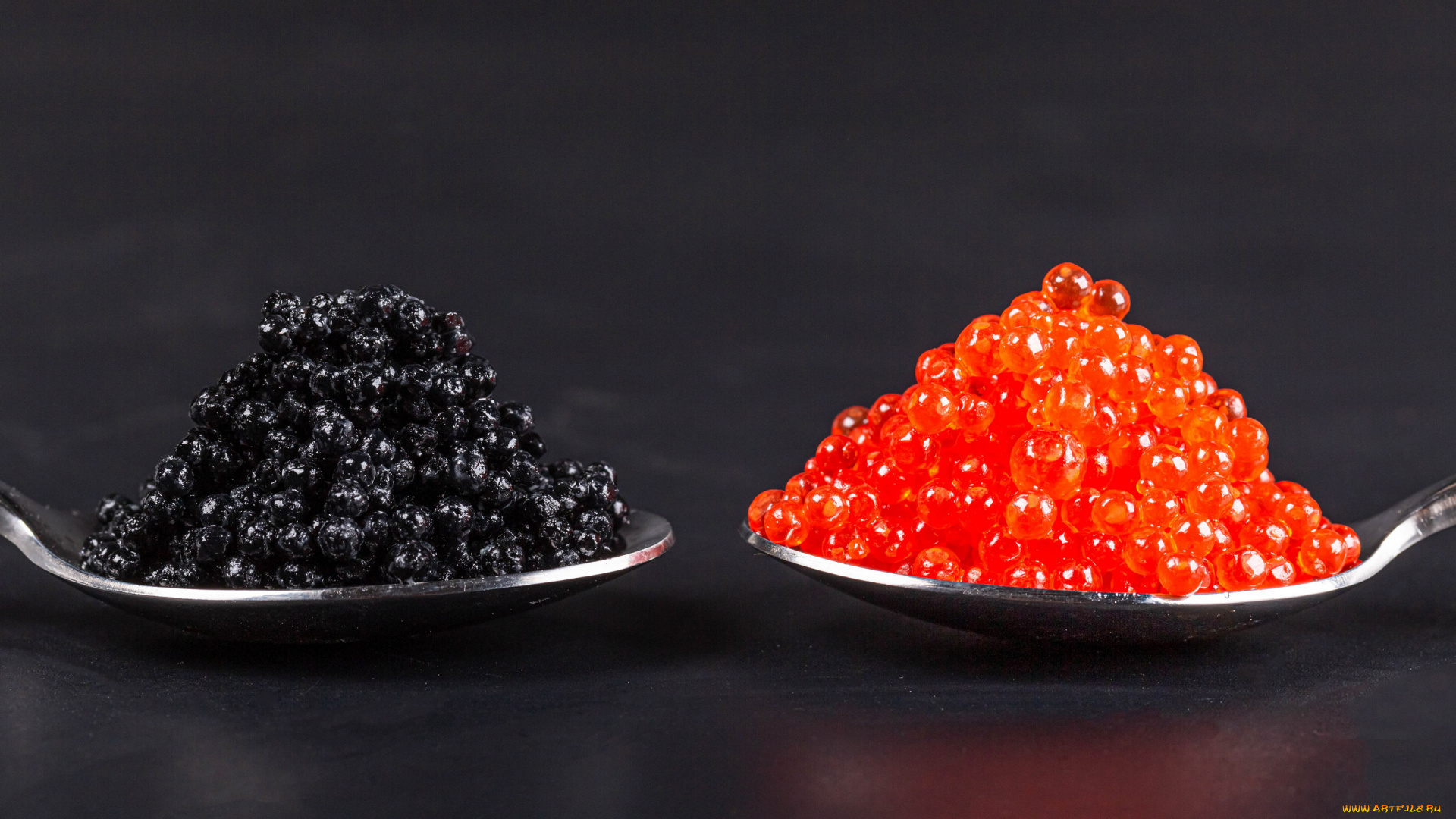 еда, икра, ложки, черная, красная, деликатес