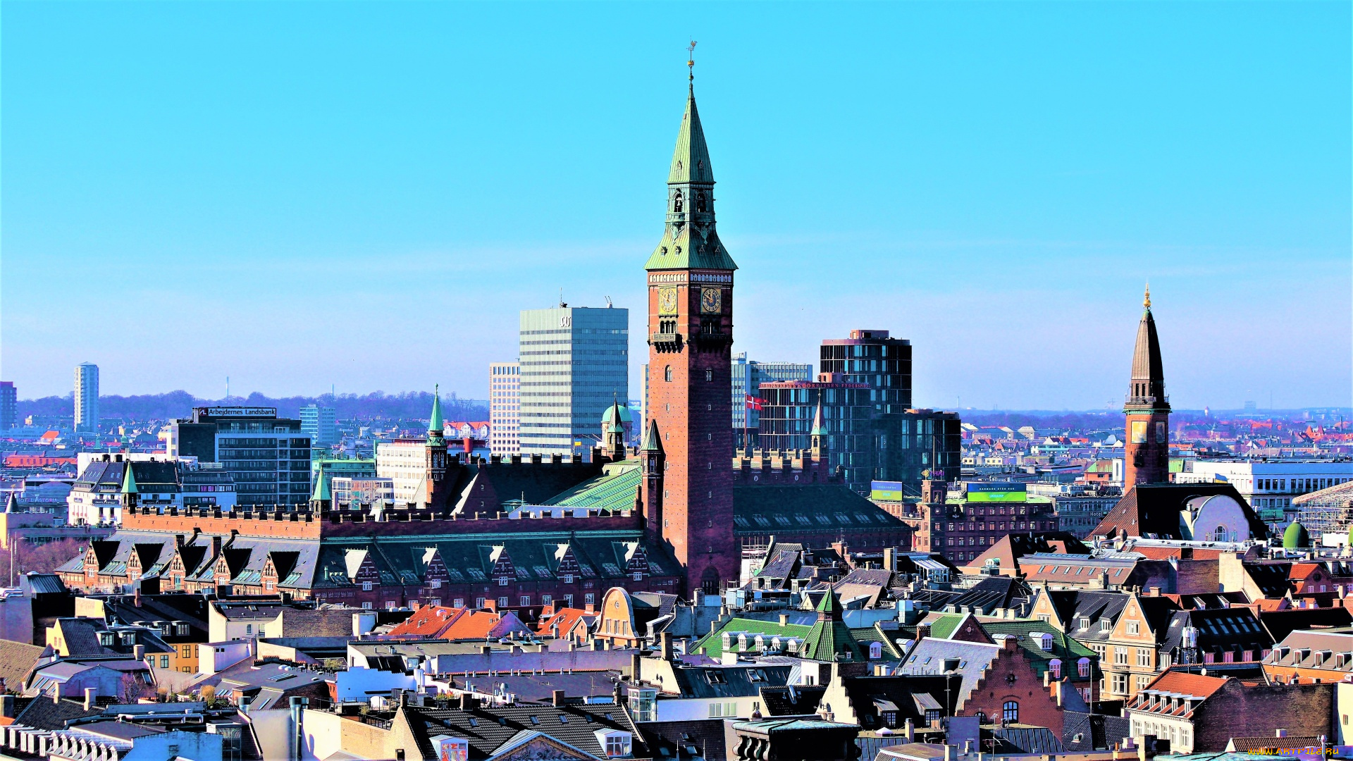 города, копенгаген, , дания, панорама