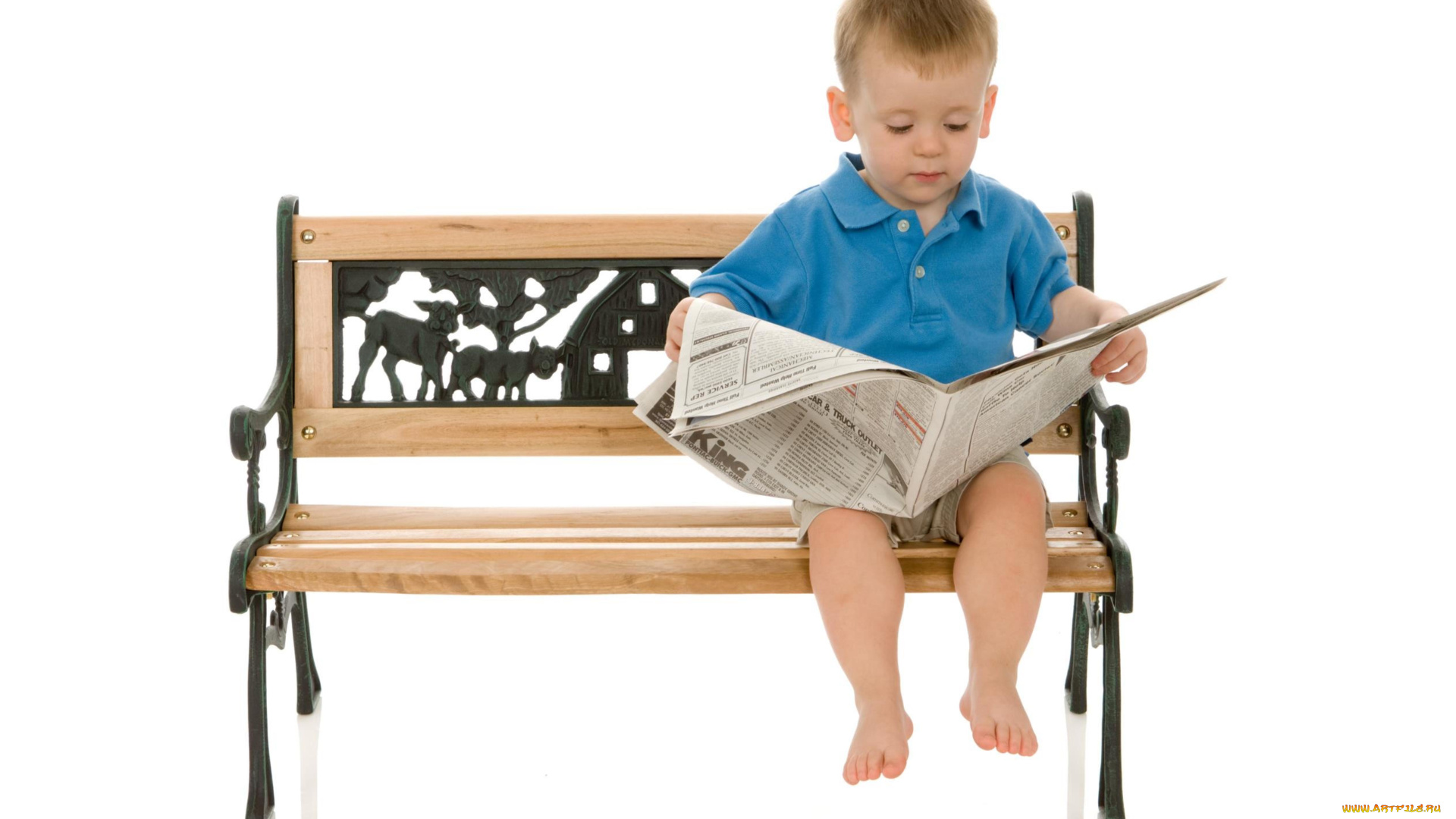 разное, дети, мальчик, газета, скамейка