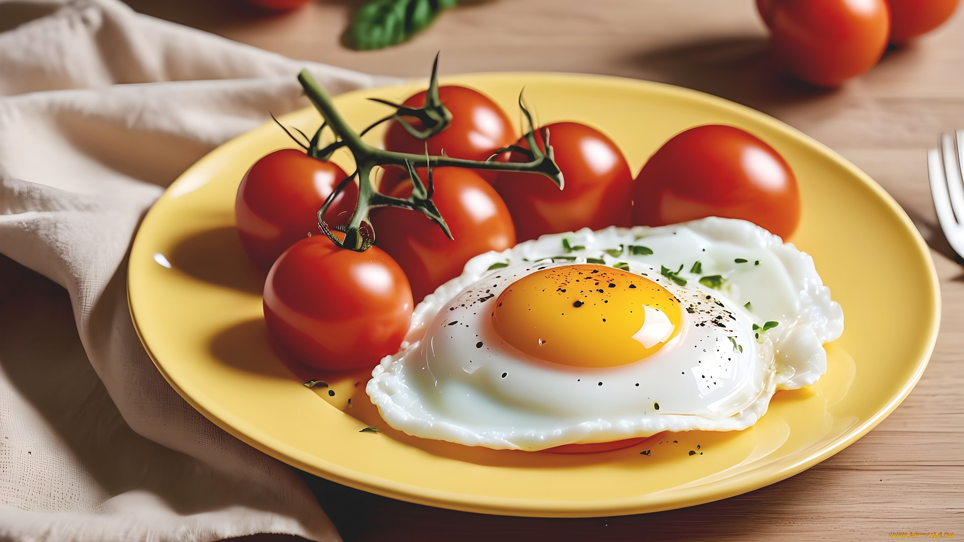 3д, графика, еда-, food, помидоры, глазунья