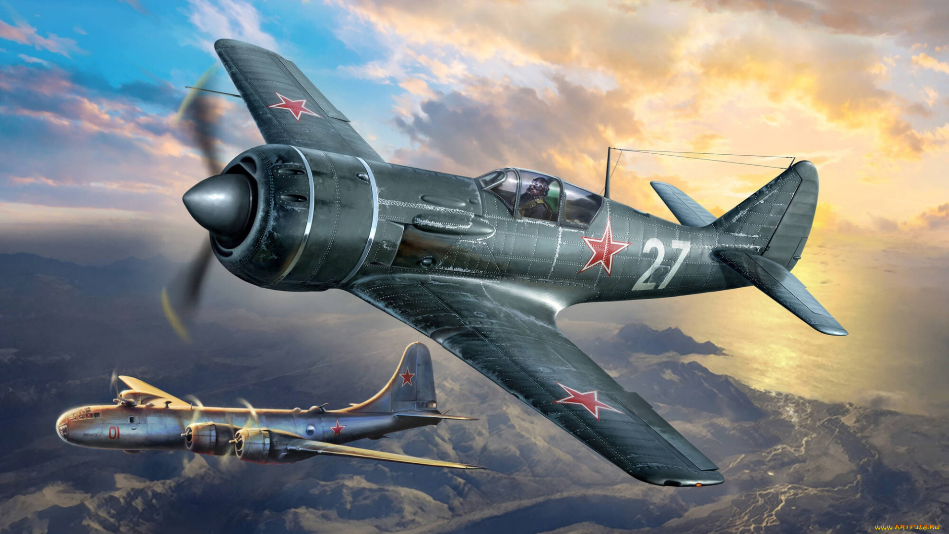 авиация, боевые, самолёты, ссср, ла-11, поршневой, истребитель, боевой, самолёт