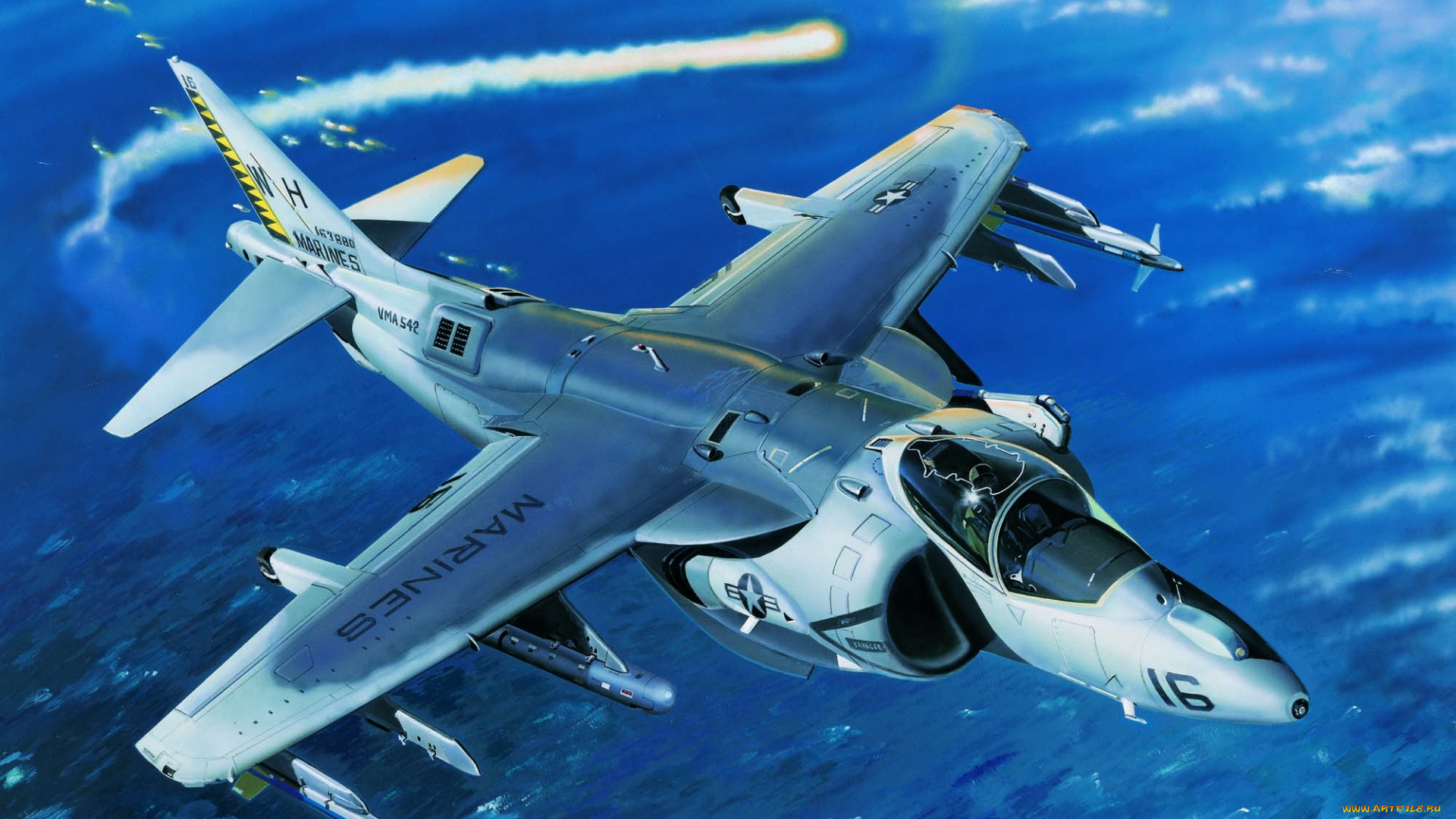 авиация, боевые, самолёты, великобритания, vlastimil, suchy, av-8b, night, attack, harrier, ii