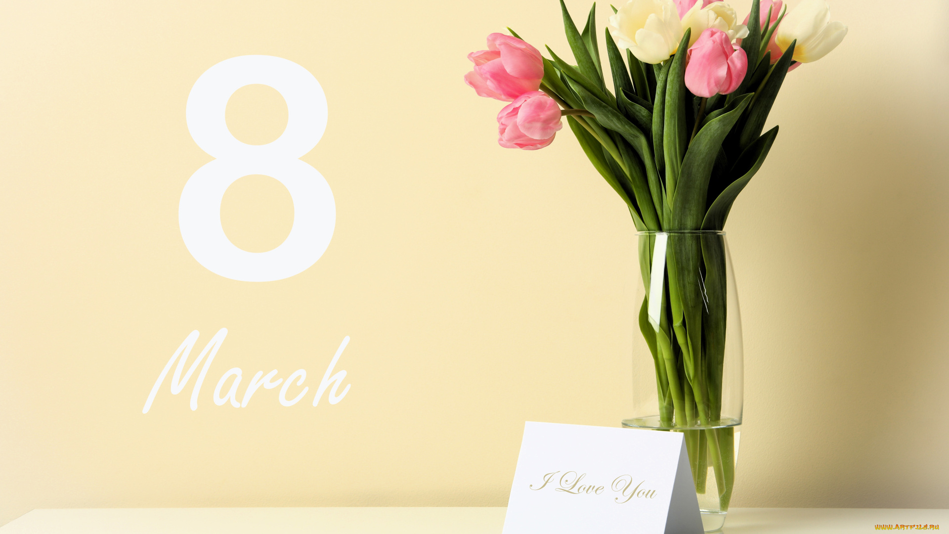 праздничные, международный, женский, день, -, 8, марта, тюльпаны, ваза, открытка