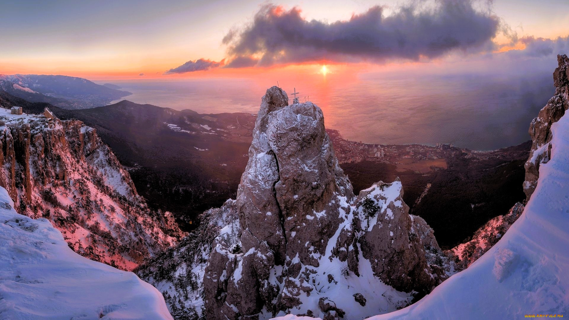 природа, горы, ай-петри, крым, снег, зима