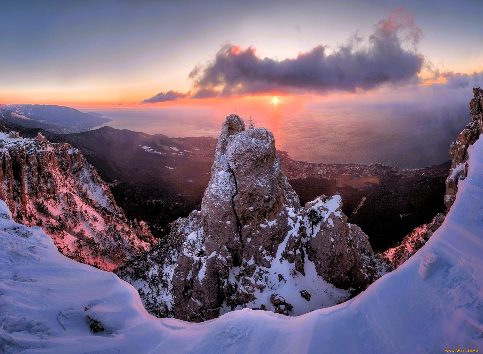 природа, горы, ай-петри, крым, снег, зима