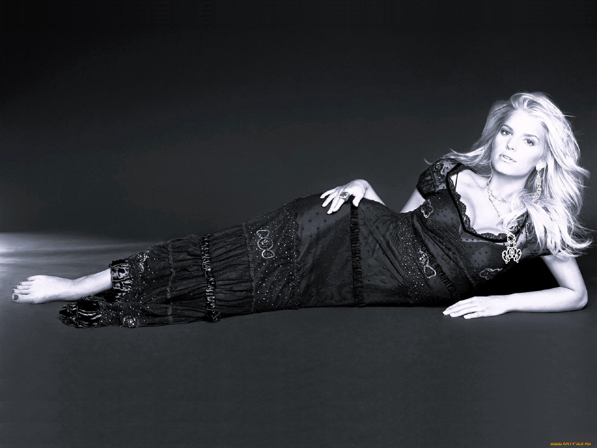 девушки, jessica, simpson, черно-белая, блондинка, платье