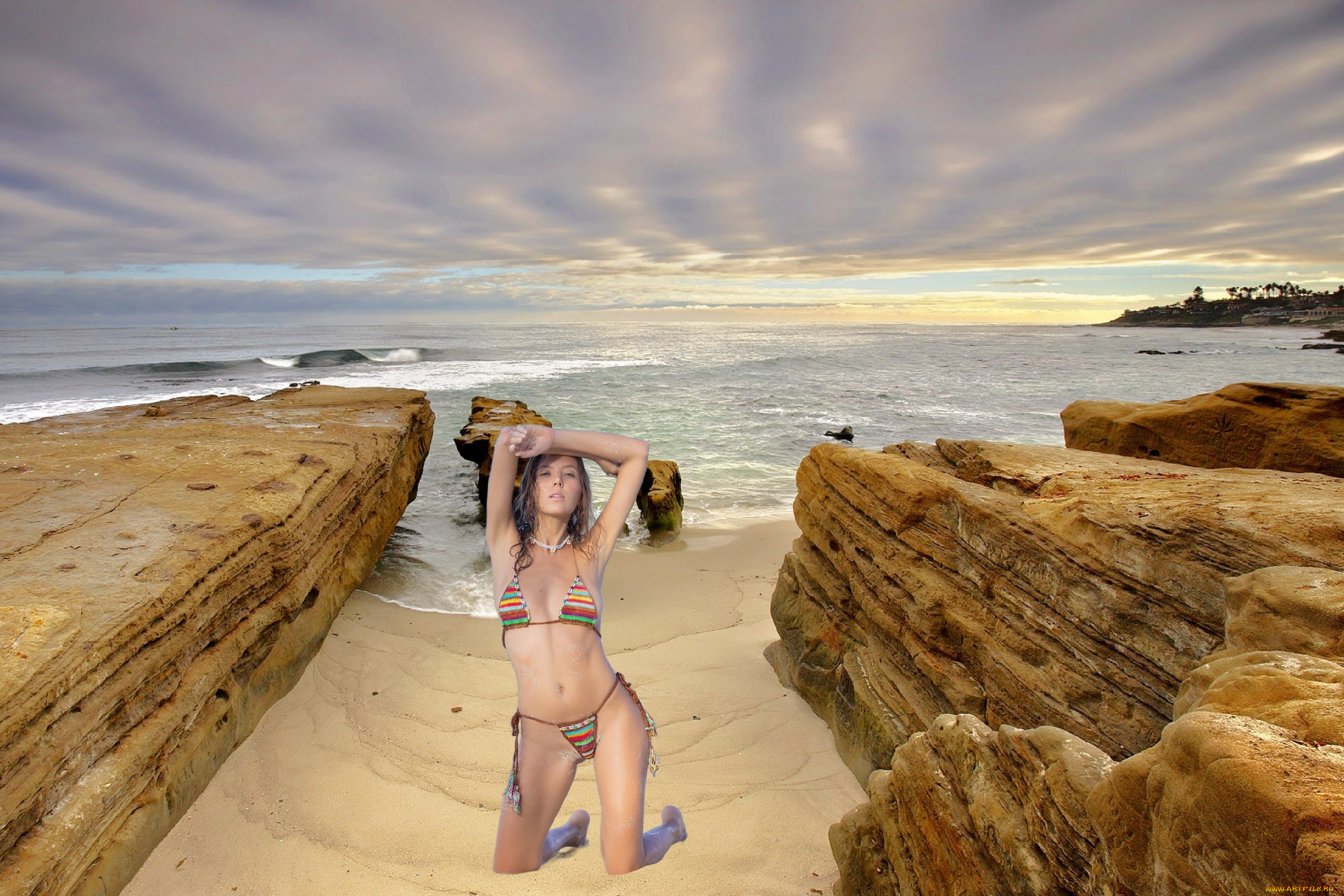 девушки, katya, clover, , катя, скаредина, море, скалы, поза, бикини