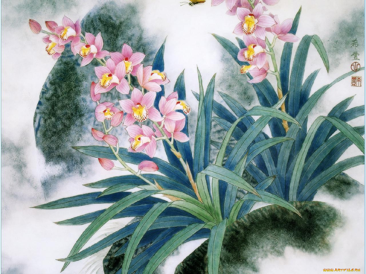 рисованные, цветы
