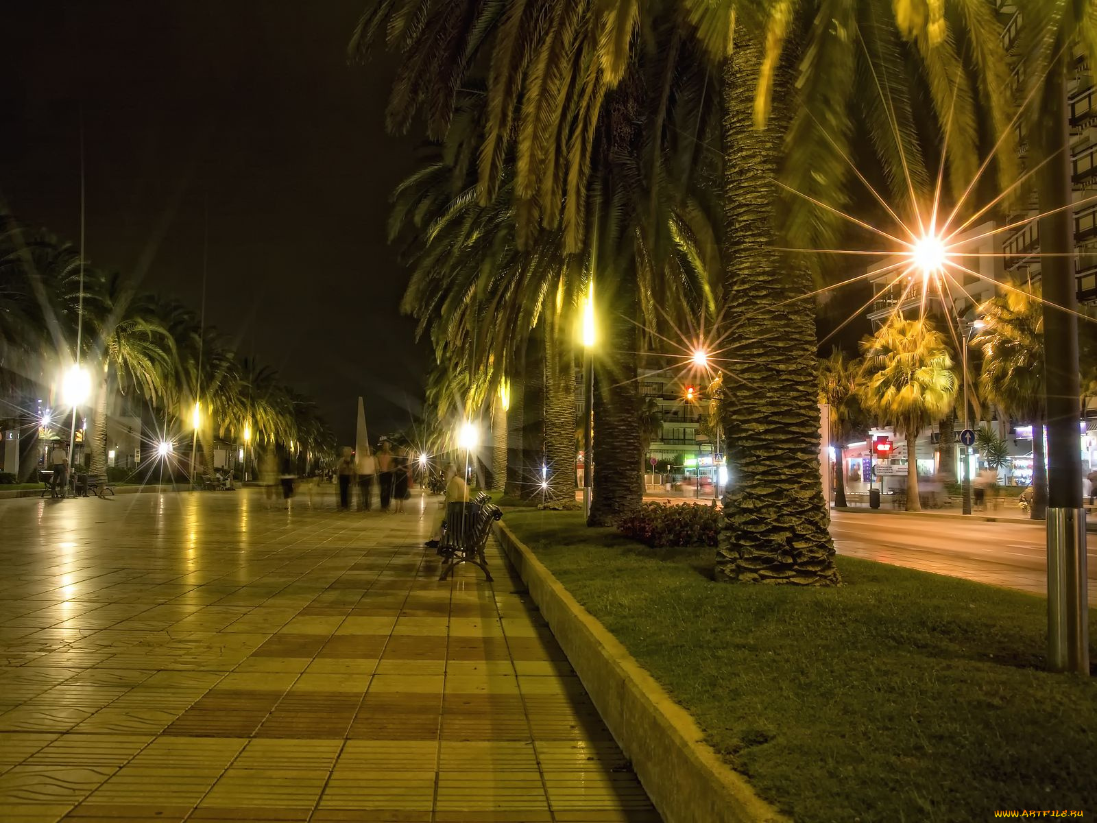 города, огни, ночного