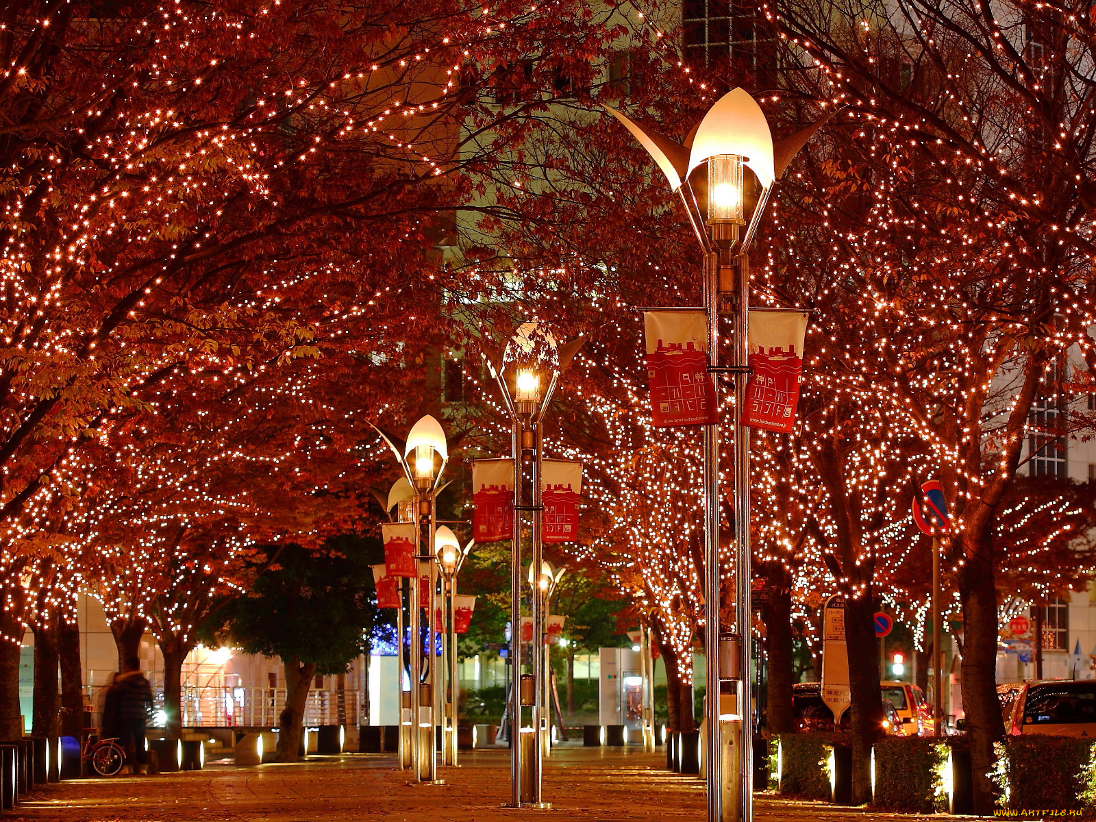 города, огни, ночного