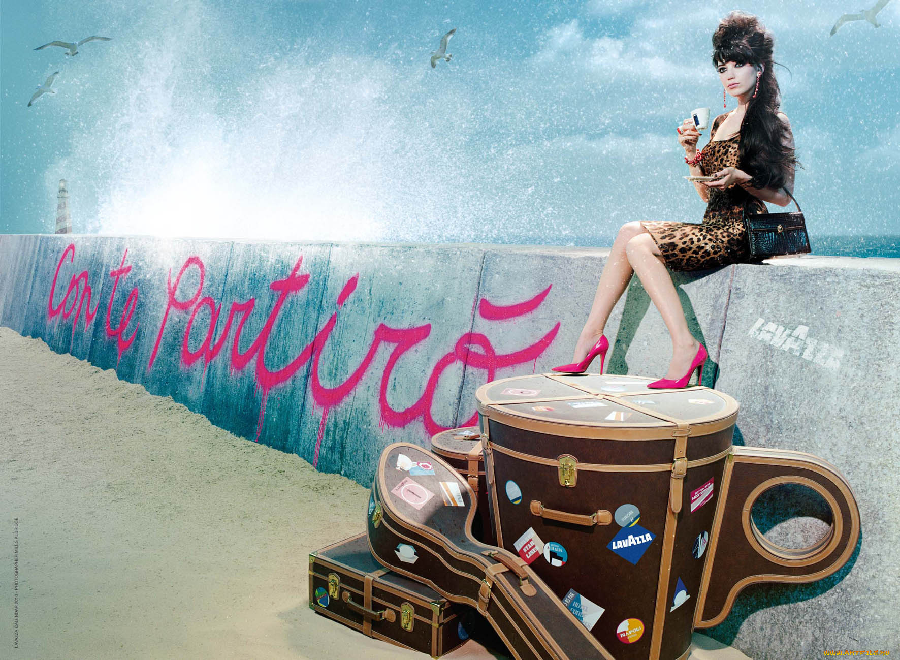 бренды, lavazza, кофе, девушка