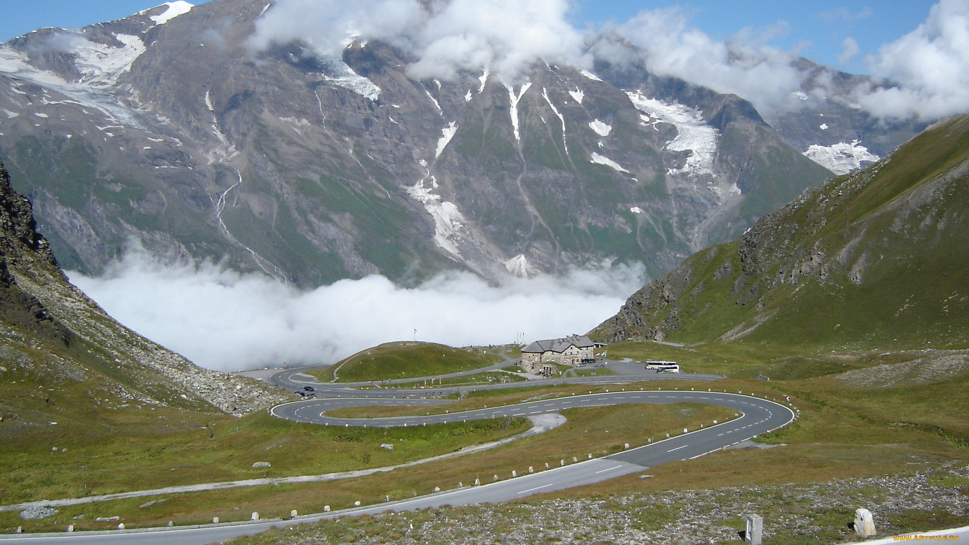 природа, дороги, горы, туман, шоссе