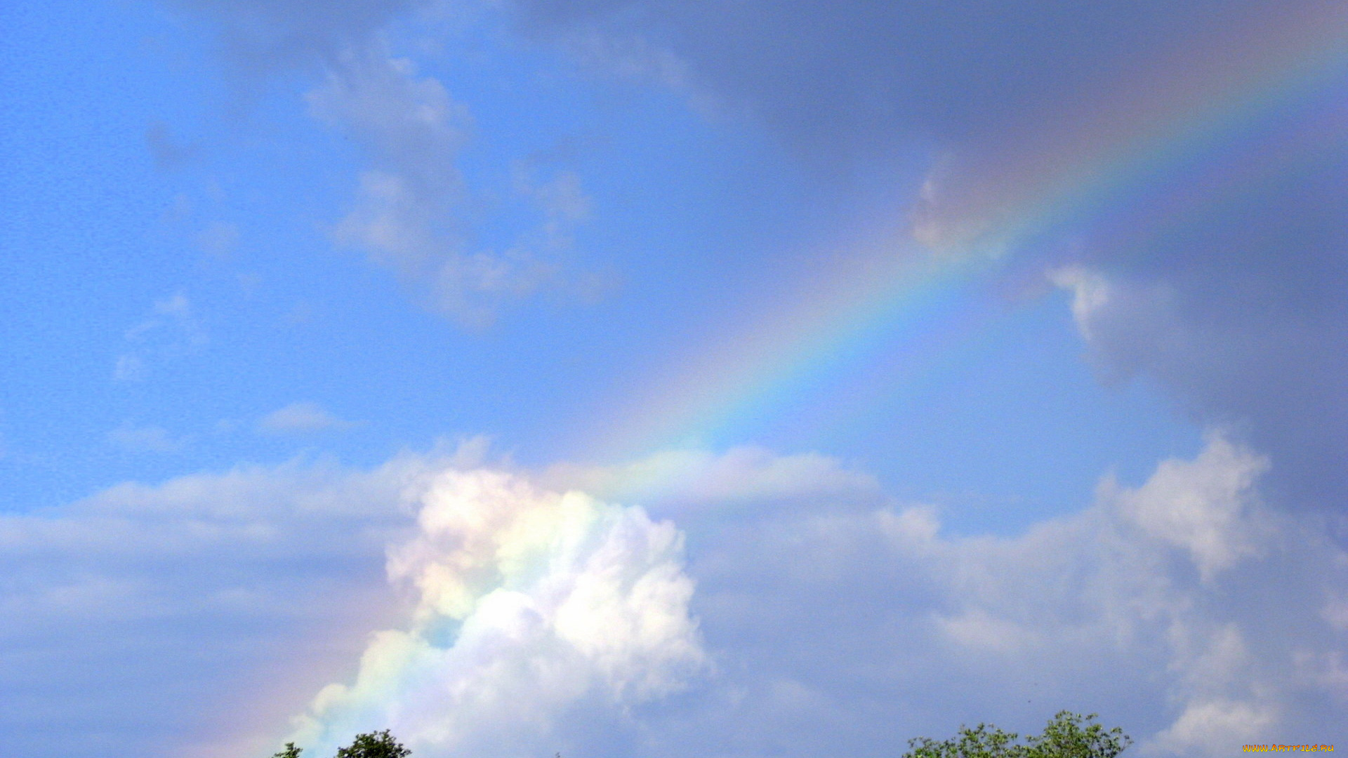 природа, радуга, облака, небо