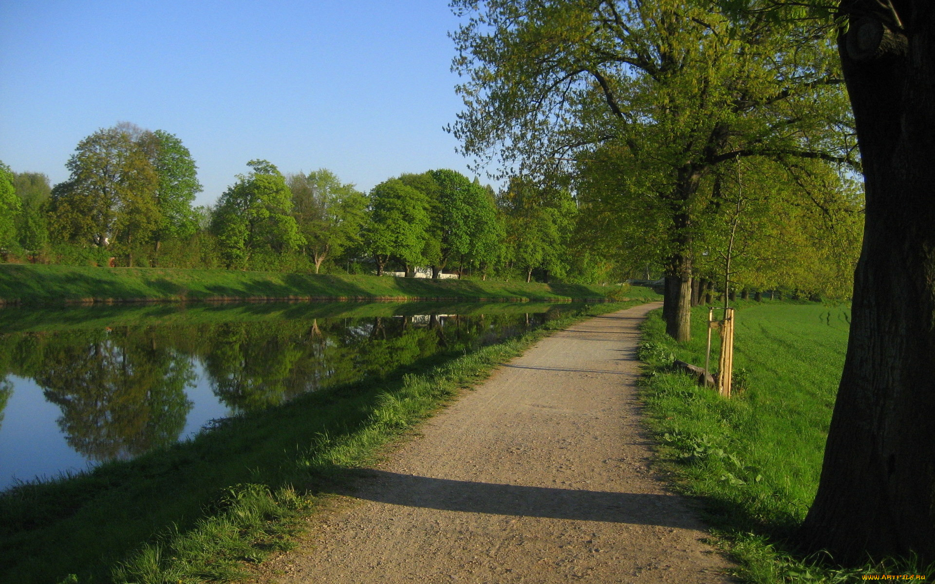 природа, дороги, дорога, речка, деревья