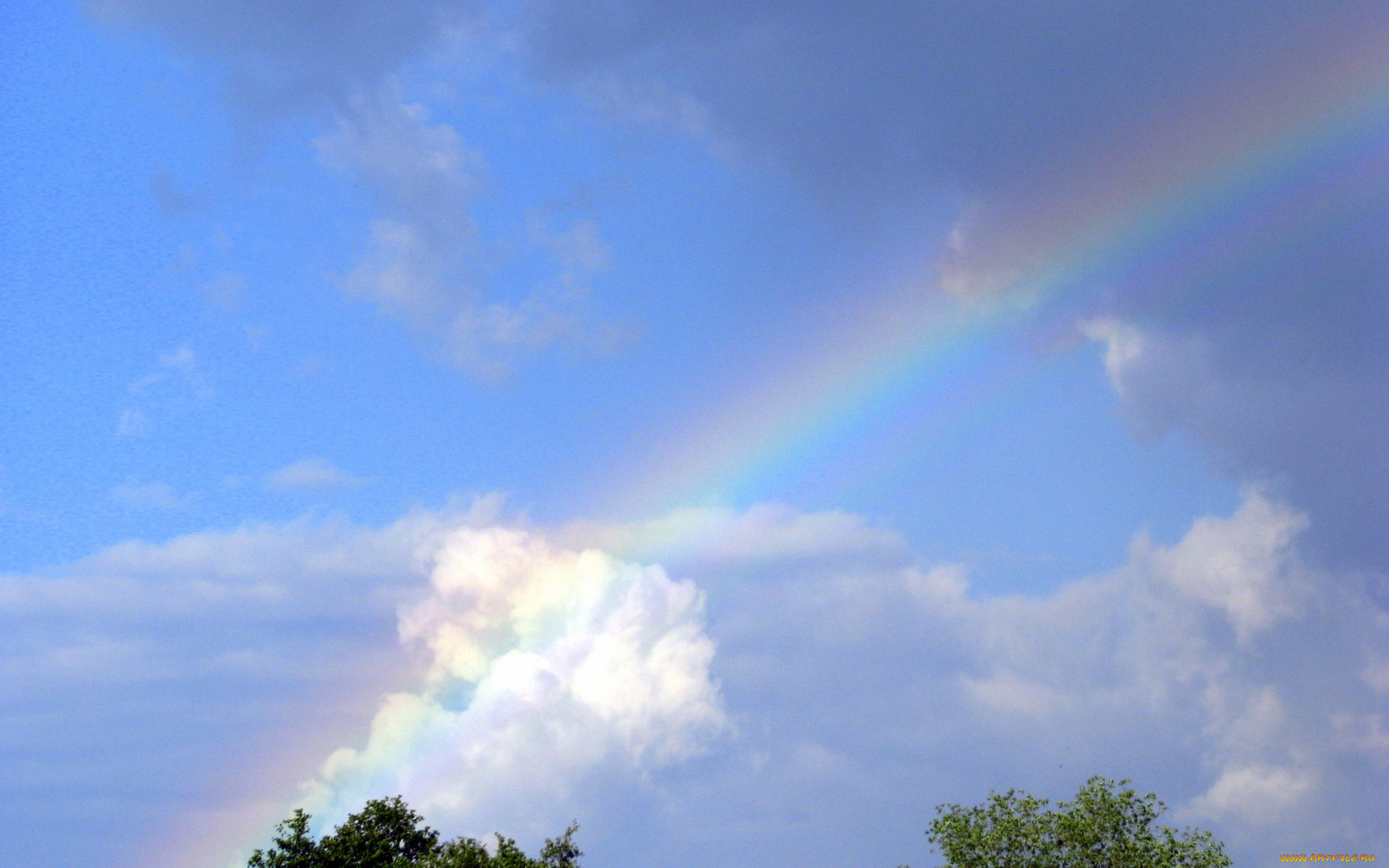 природа, радуга, облака, небо