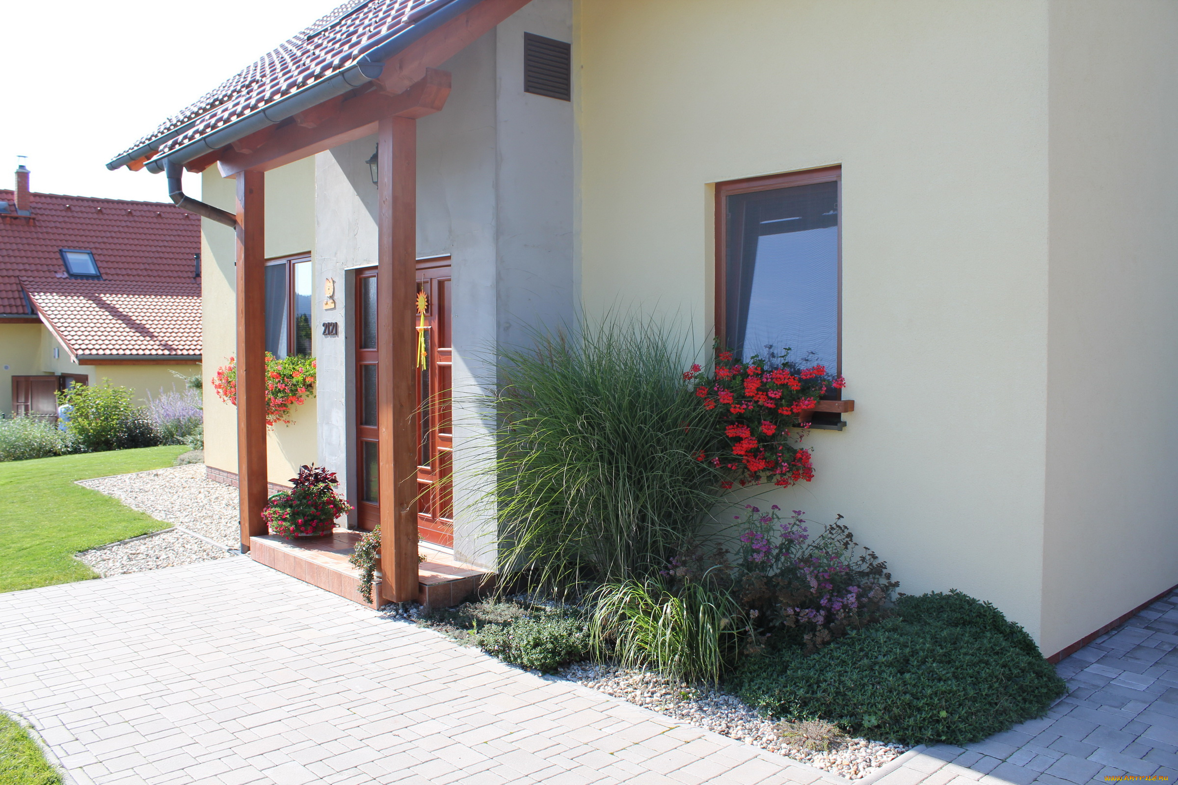 разное, сооружения, постройки, крыльцо, дом, цветы