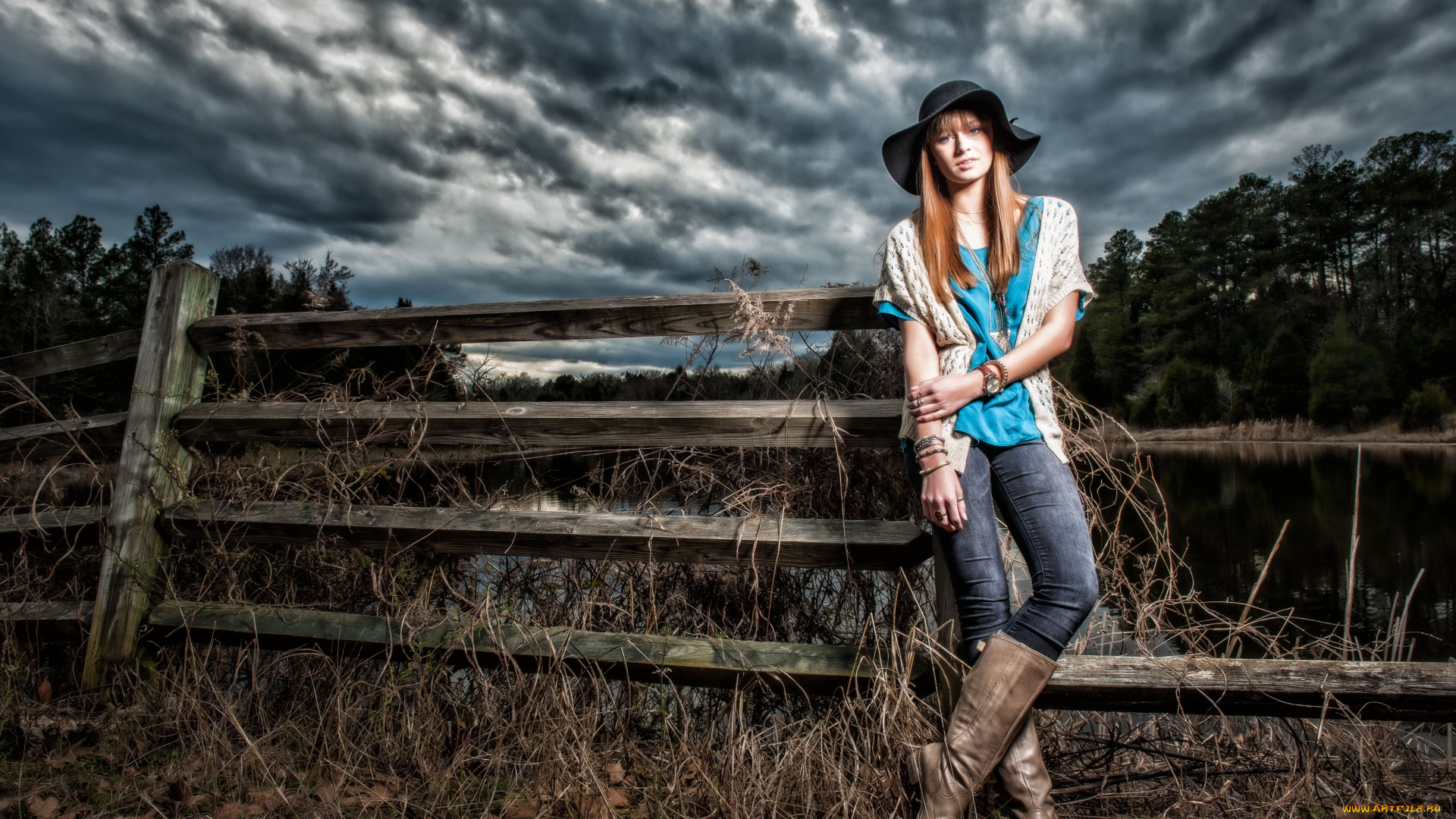 -Unsort, Блондинки, девушки, unsort, блондинки, шляпа, сапоги, забор