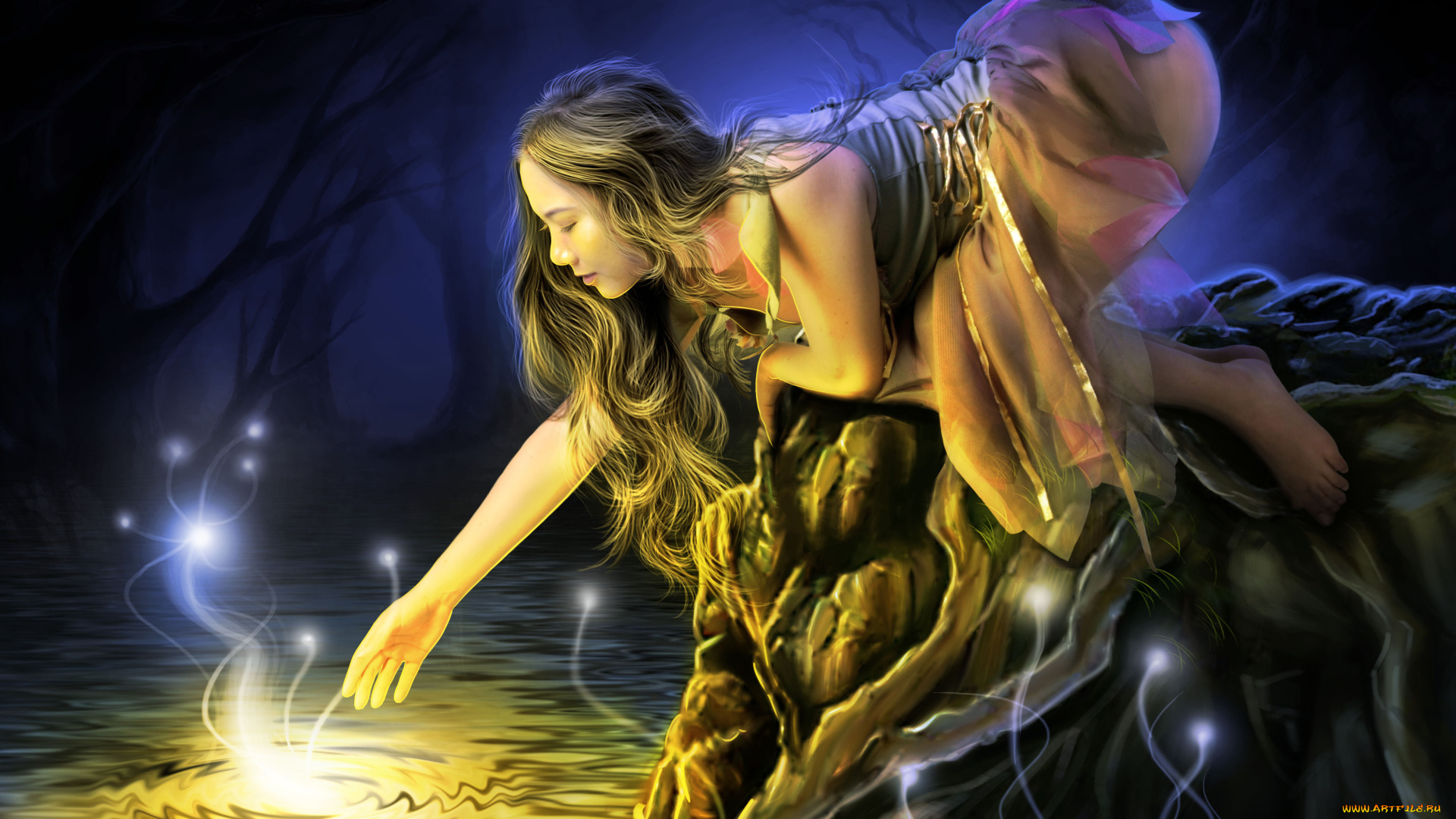 фэнтези, девушки, вода, магия