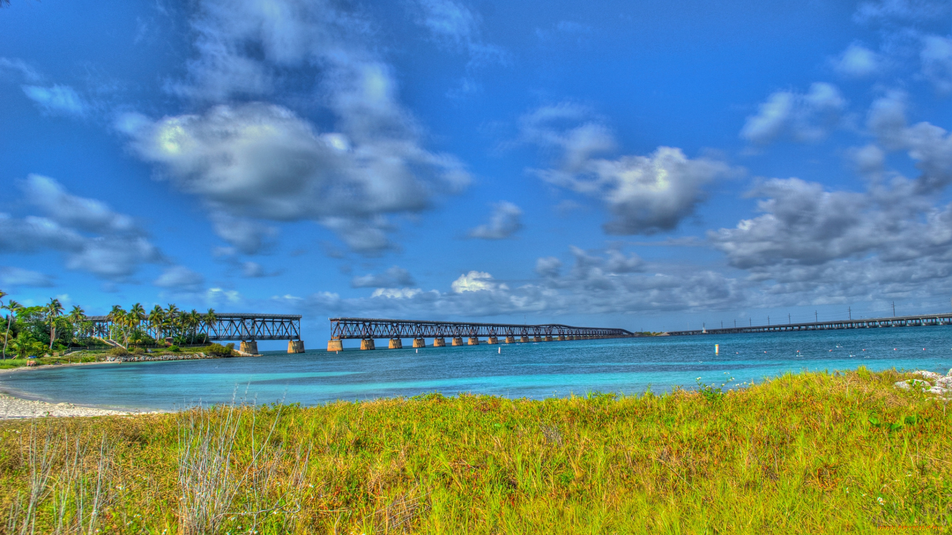 природа, реки, озера, мост, река, луг, трава