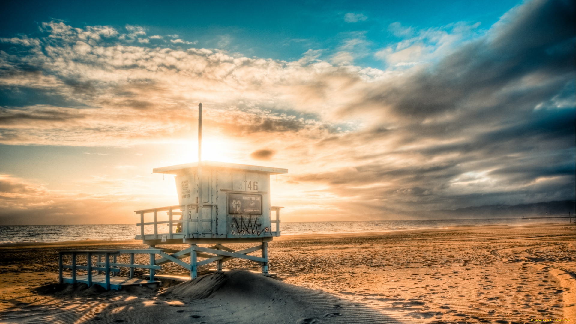 природа, восходы, закаты, тучи, песок, пляж, океан, дудка