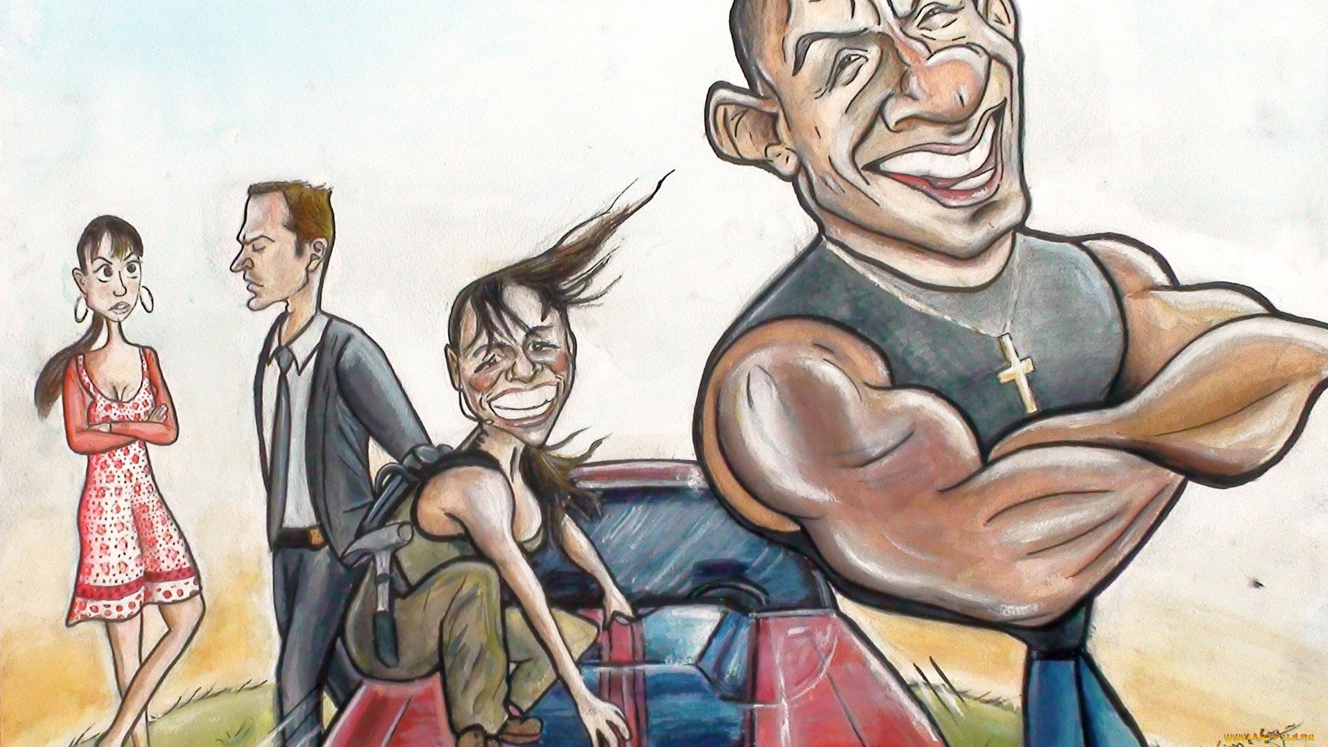 рисованные, люди, улыбка, мужчины, девушки