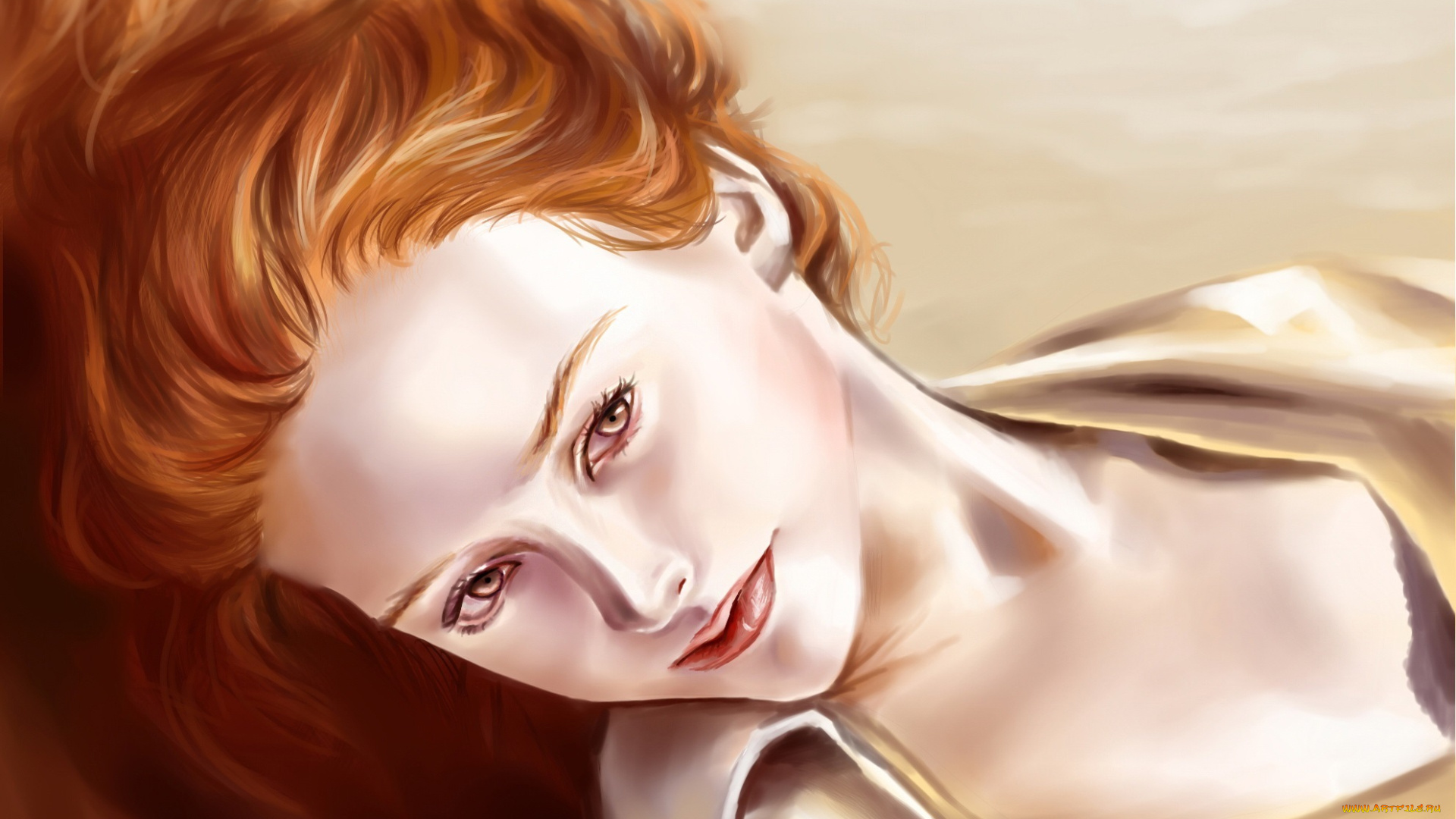 рисованные, люди, волосы, рыжая, лицо, взгляд, губы
