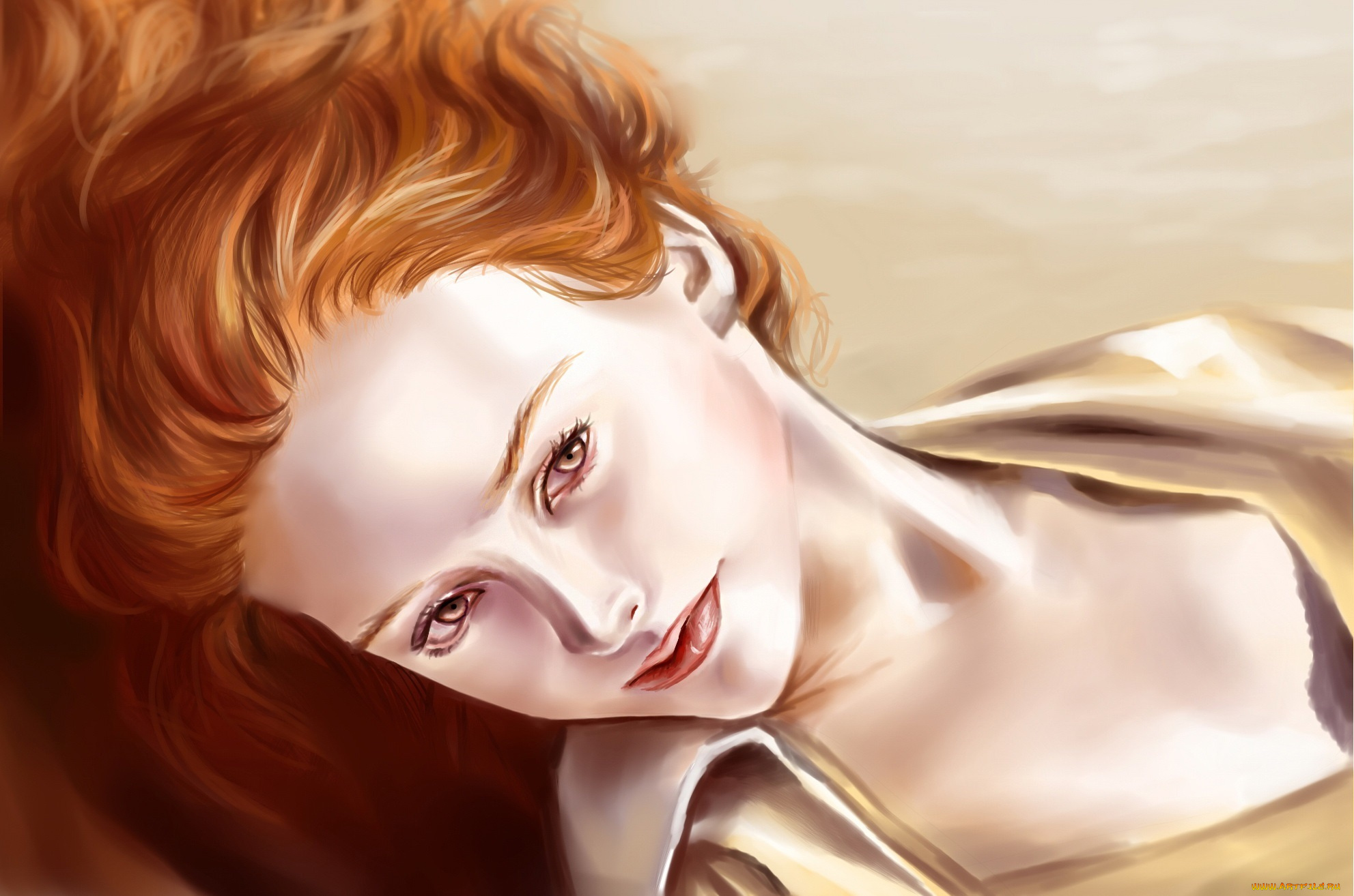 рисованные, люди, волосы, рыжая, лицо, взгляд, губы