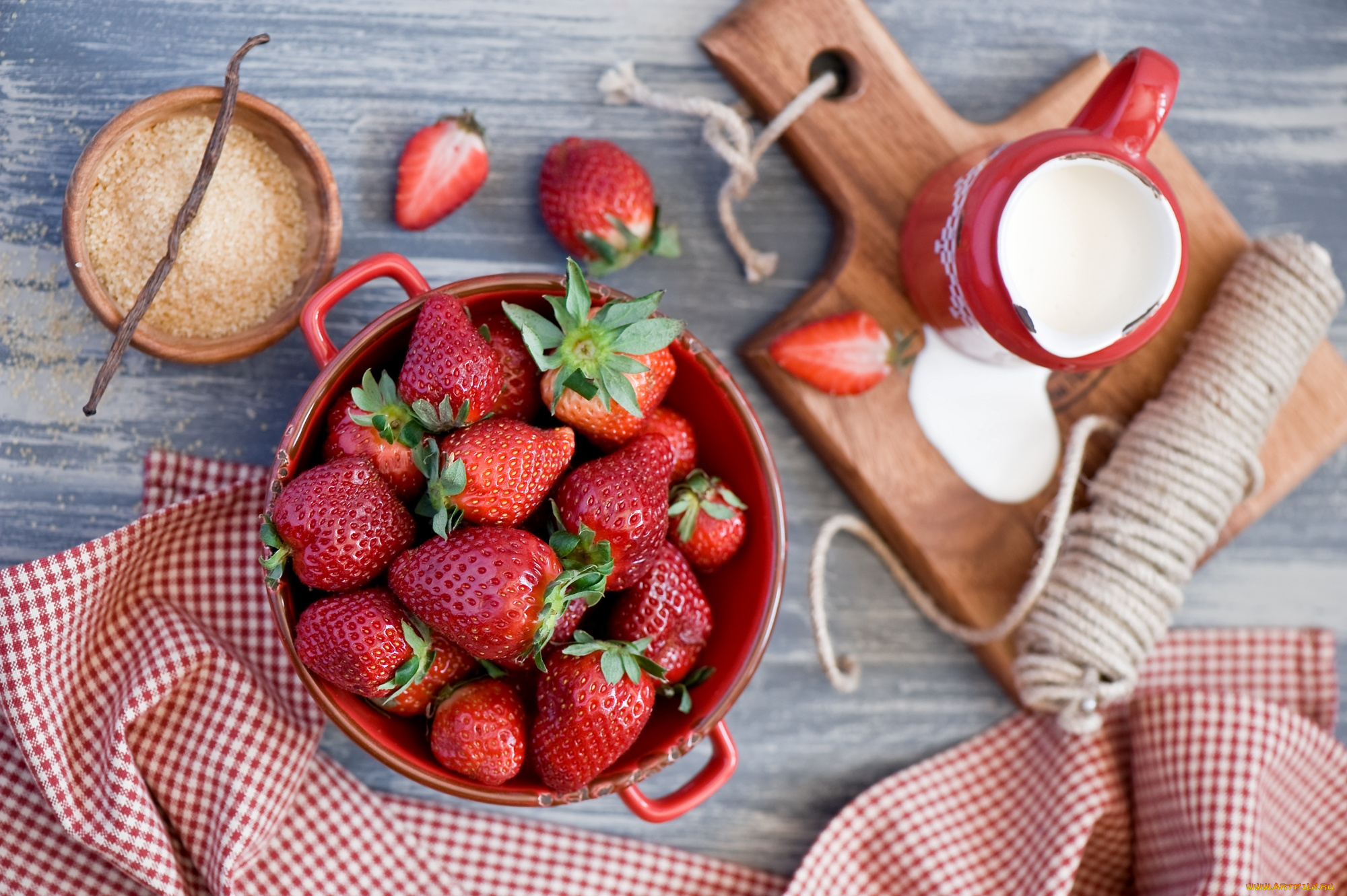 еда, клубника, земляника, сахар, посуда