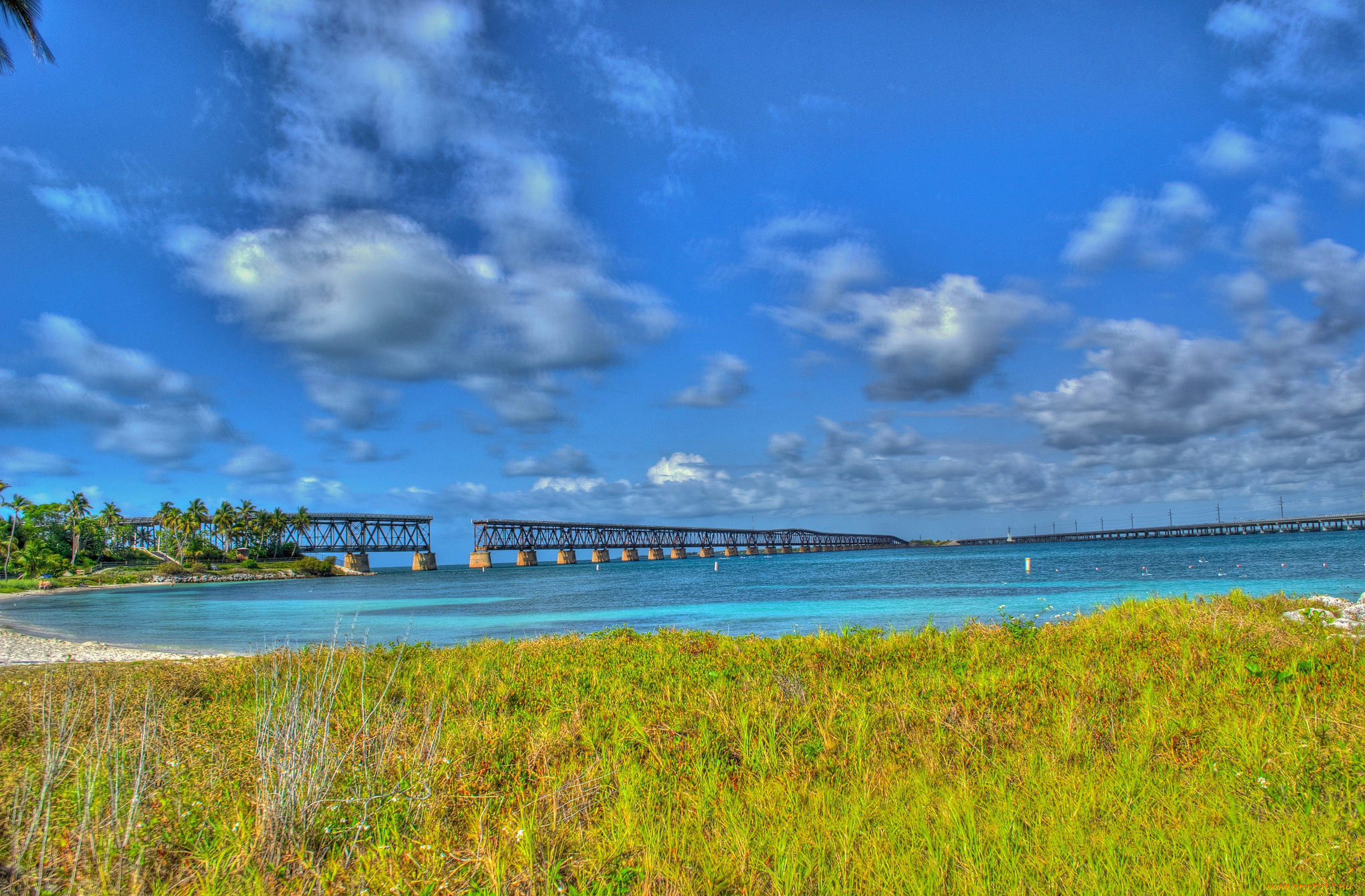 природа, реки, озера, мост, река, луг, трава