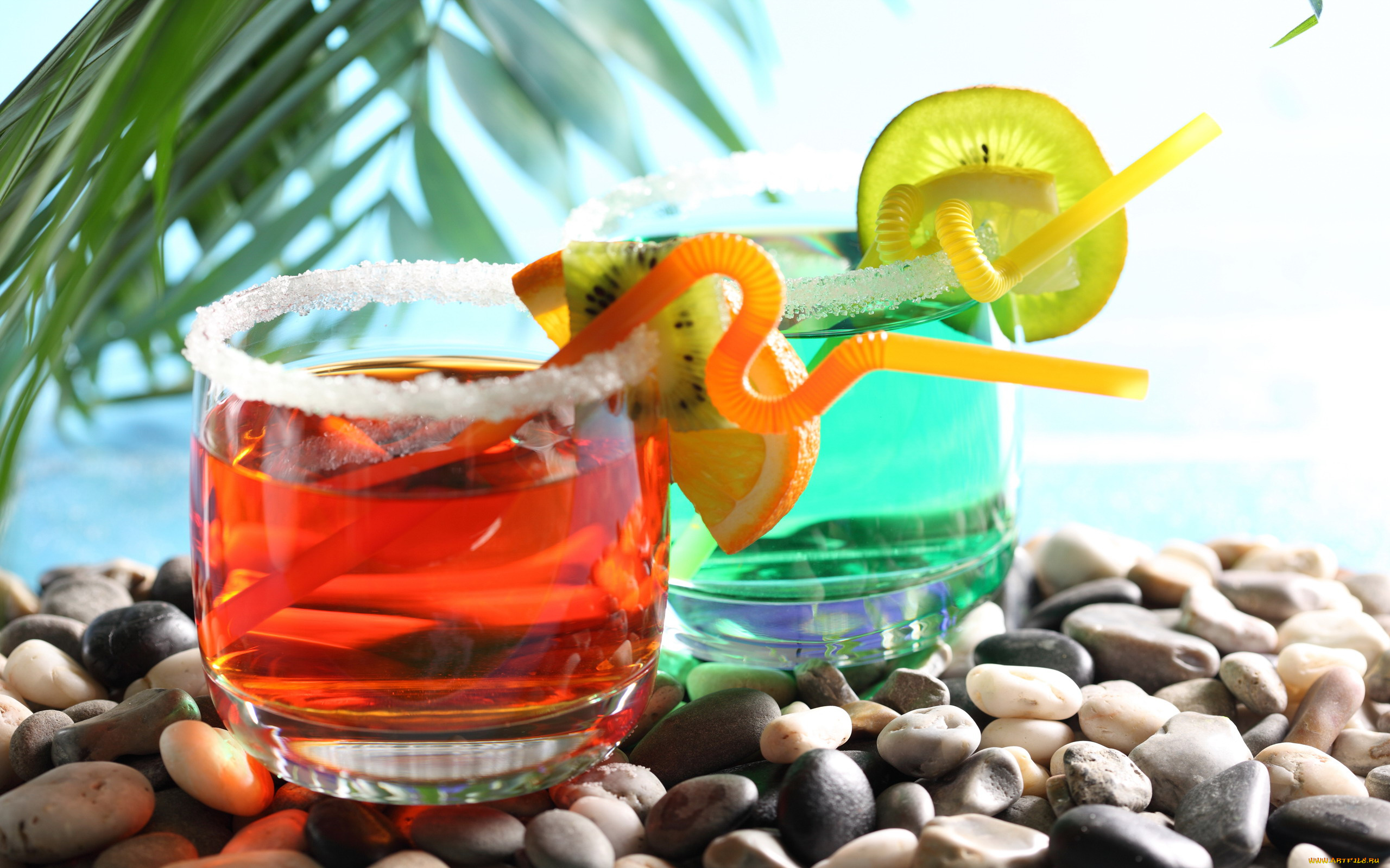 еда, напитки, коктейль, киви, коктейли, стаканы, камни