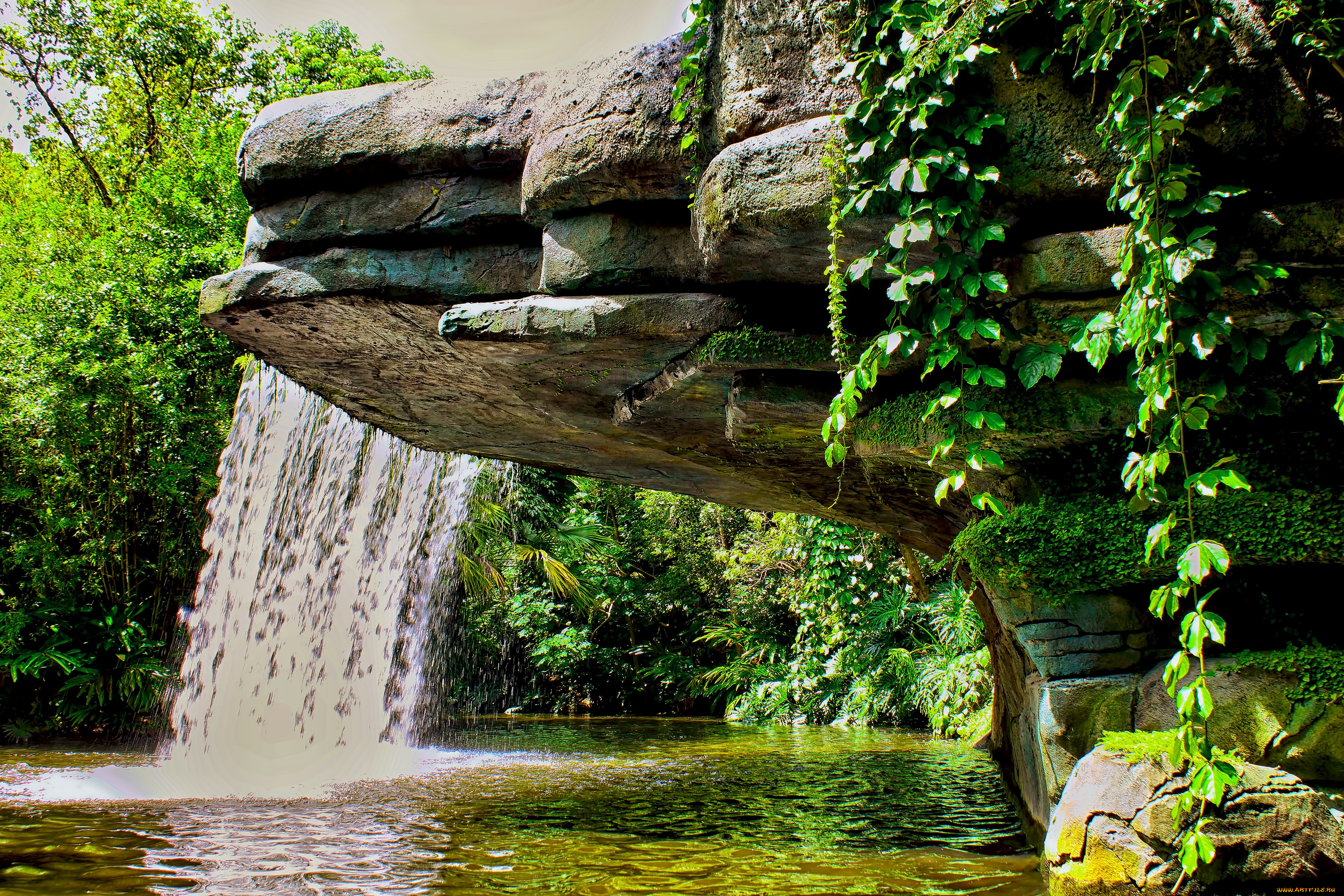 природа, водопады, поток, вода