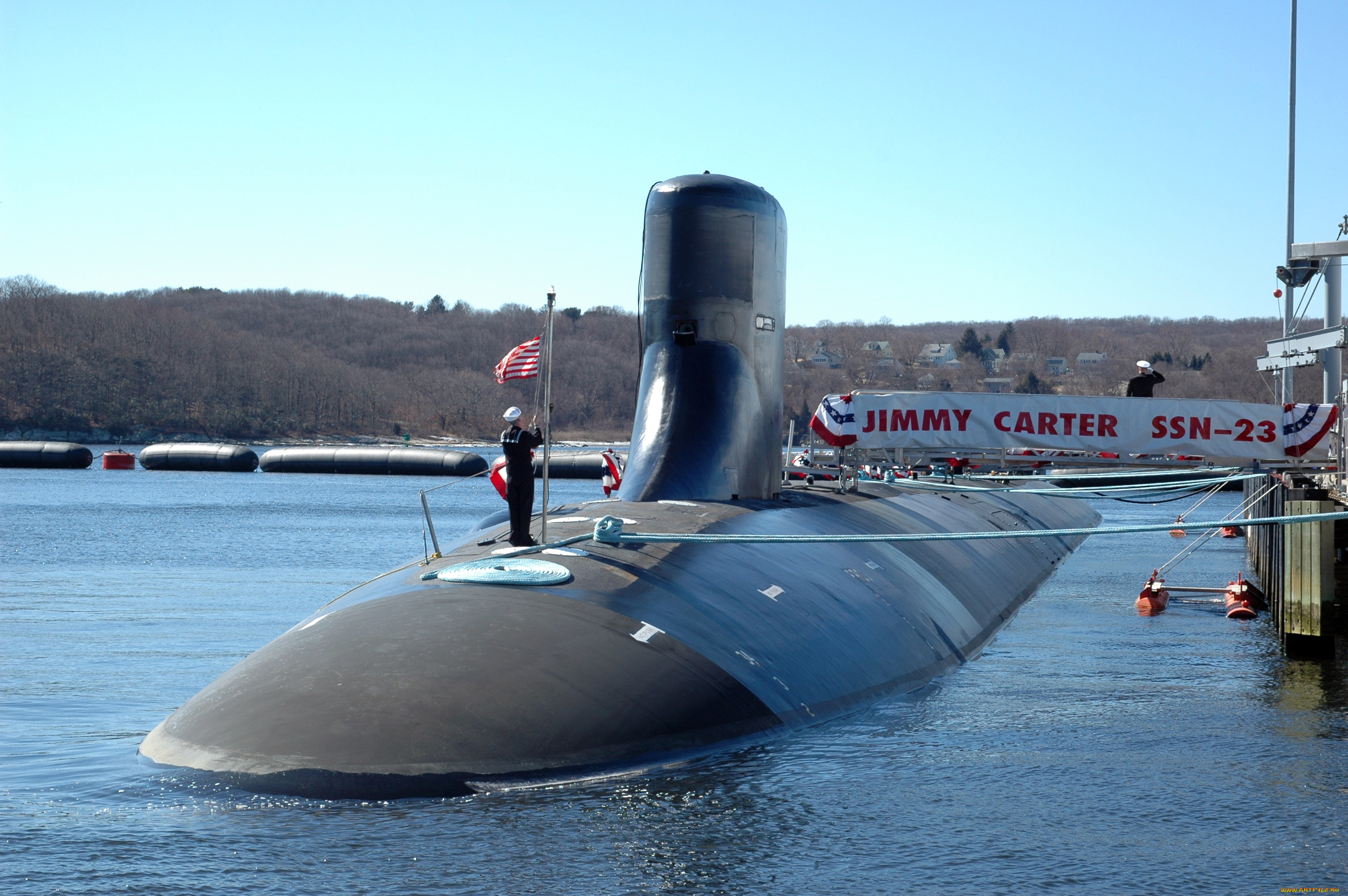 uss, jimmy, carter, корабли, подводные, лодки, причал, порт, сша, флаг, субмарина