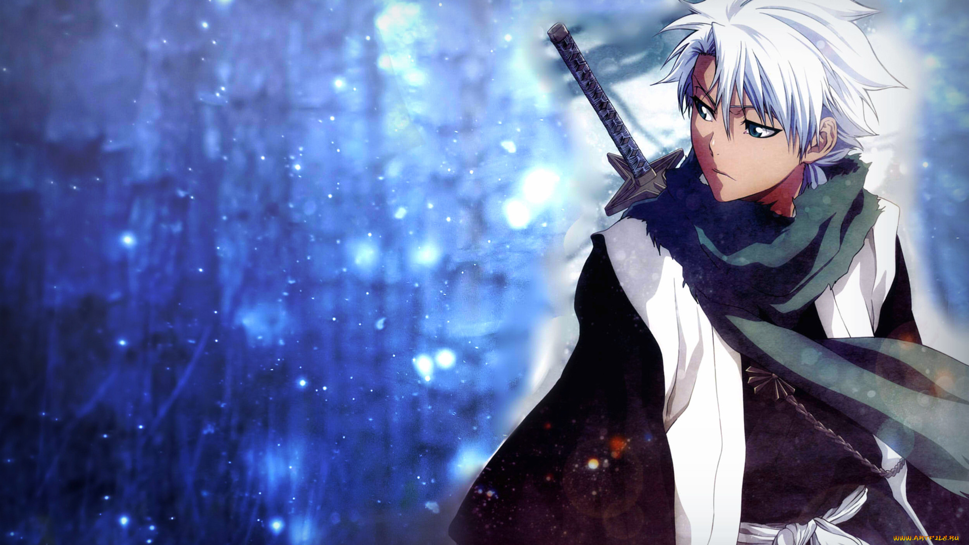 аниме, bleach, снег, парень, блич, занпакто, тоуширо, капитан