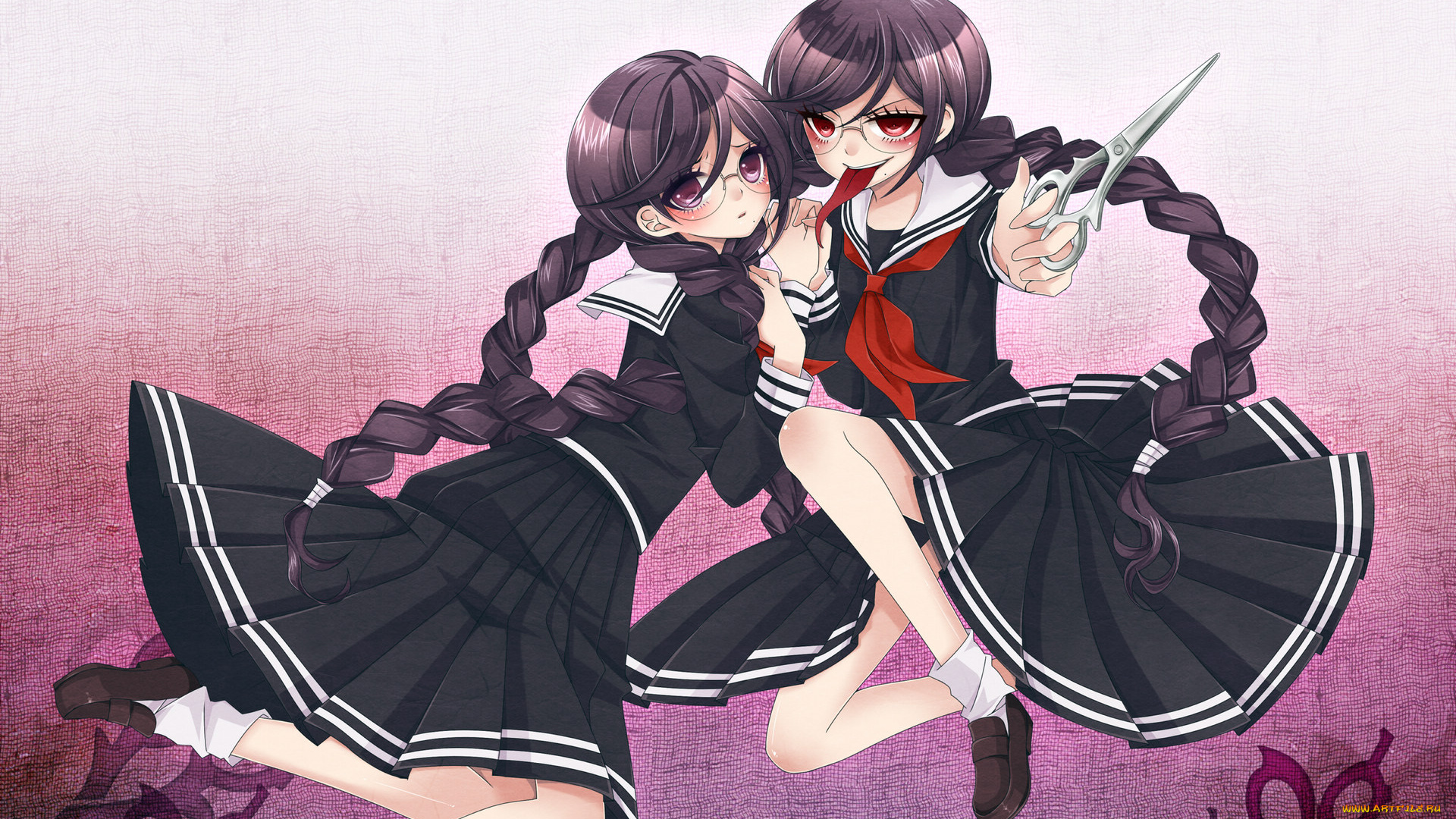 аниме, danganronpa, девочки, ножницы