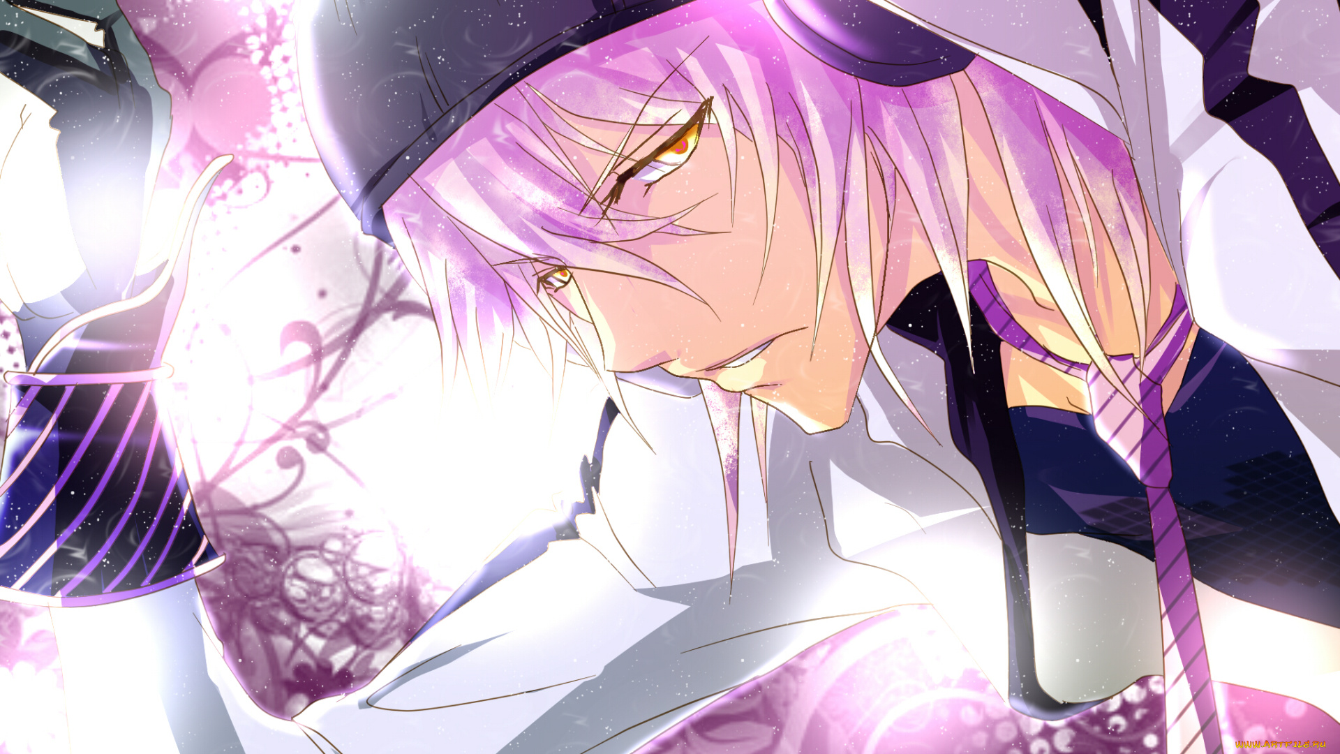 аниме, vocaloid, галстук, парень, шапка, узоры, вокалоид, взгляд