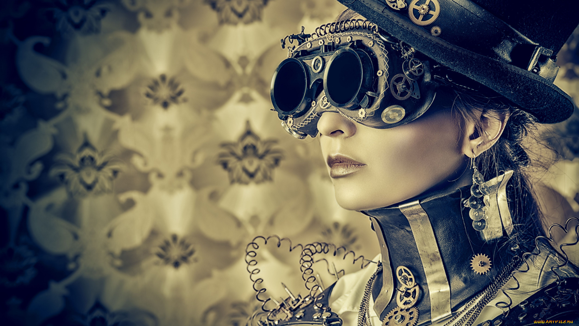 девушки, -unsort, , креатив, стиль, очки, провода, стимпанк, шляпа