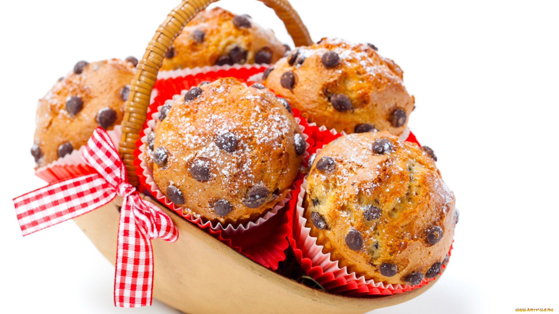 еда, пирожные, , кексы, , печенье, белый, фон, корзинка, кексы, изюм