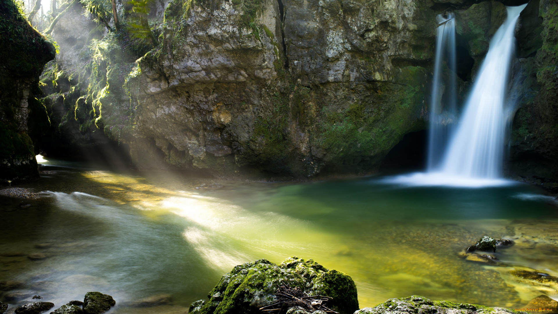 природа, водопады, поток, вода