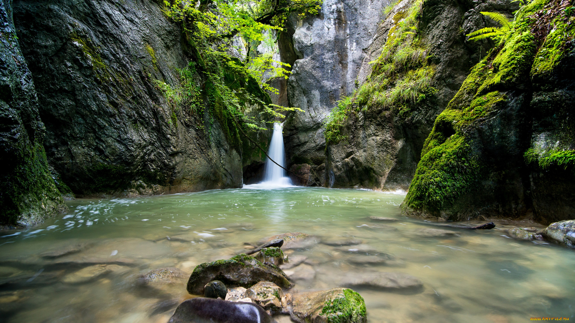 природа, водопады, вода, поток
