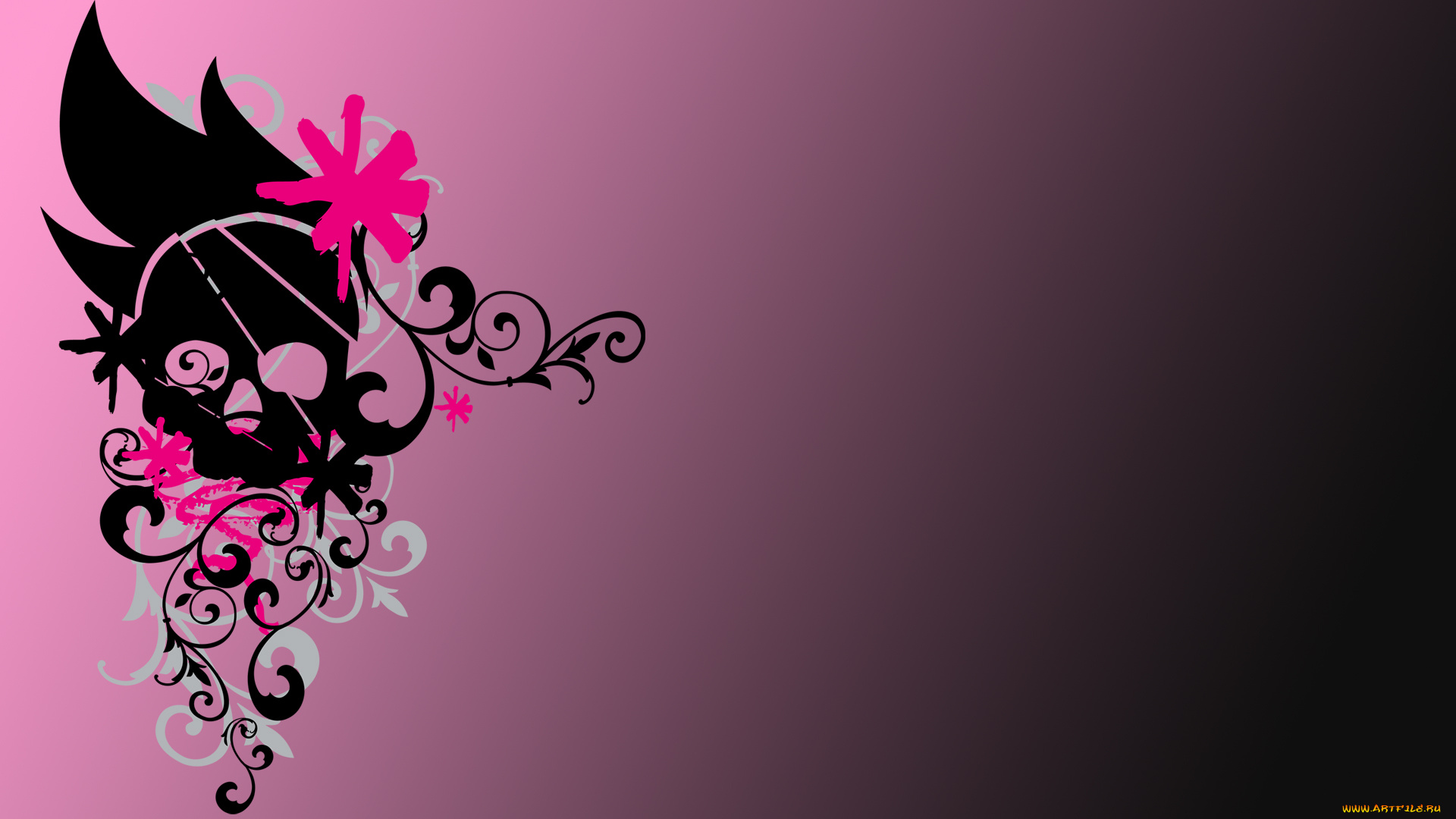 векторная, графика, узор, череп