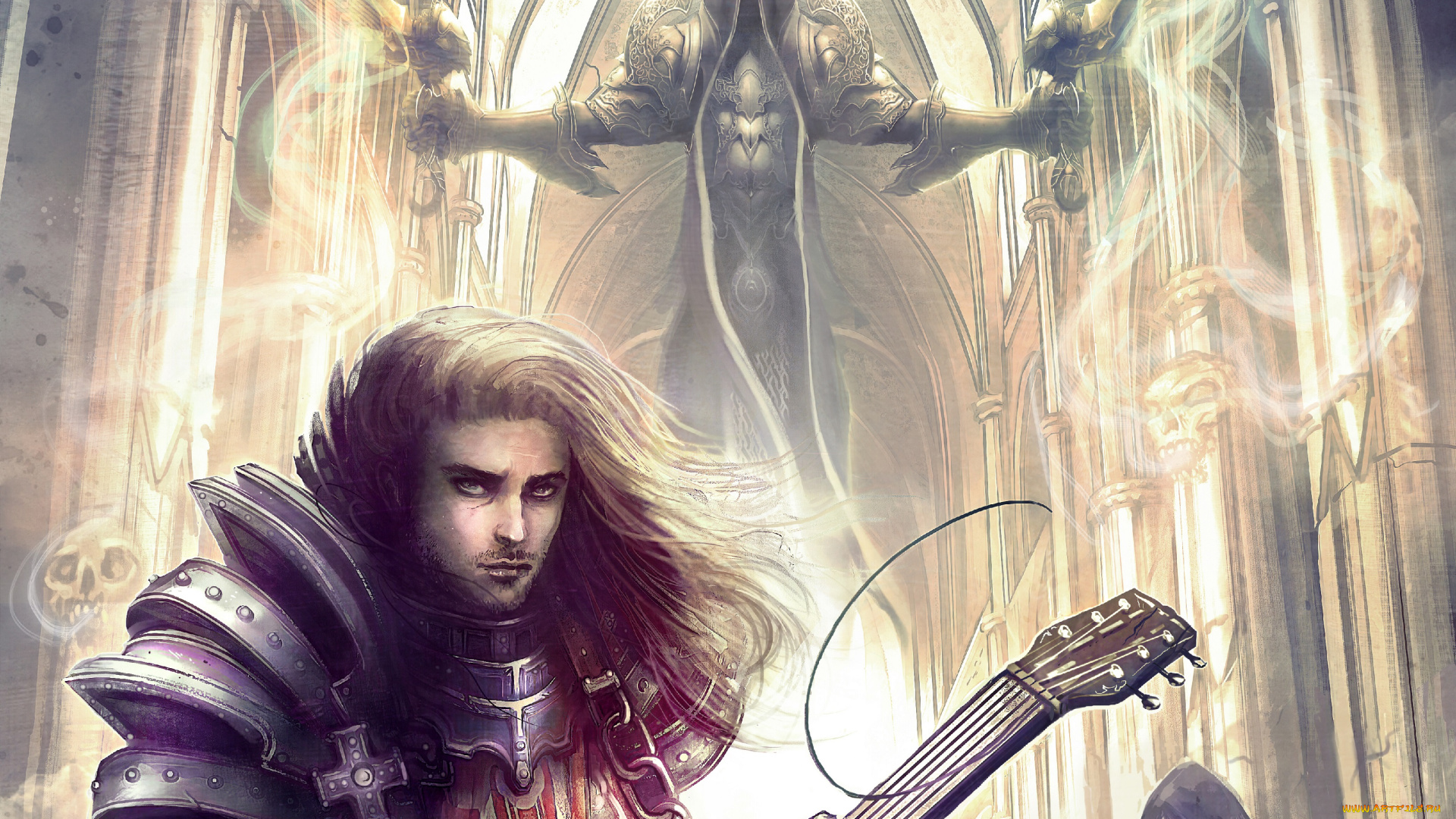 видео, игры, diablo, iii, , reaper, of, souls, демон, серпы, парен, гитара, сияние, девушка