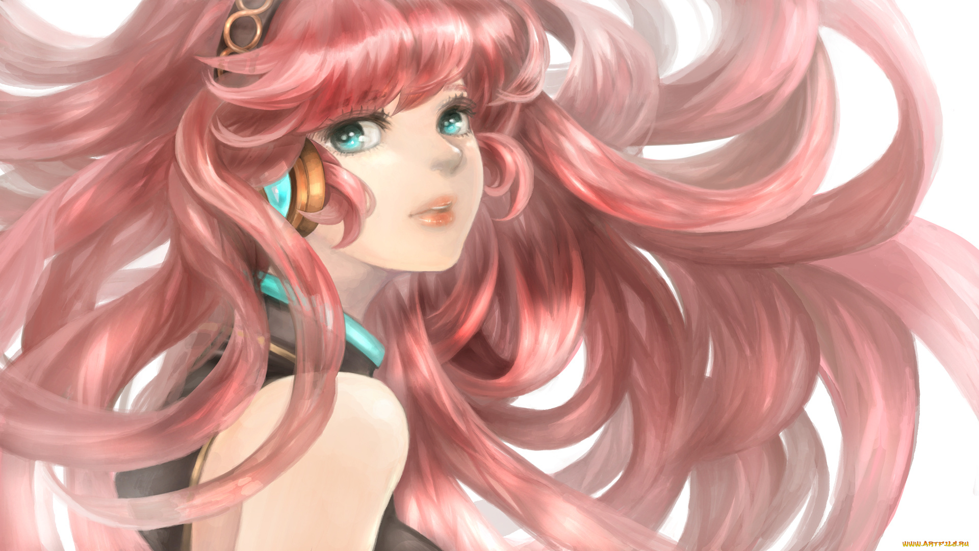 vocaloid, аниме, арт, noja, megurine, luka, девушка, взгляд, вокалоид, волосы, наушники