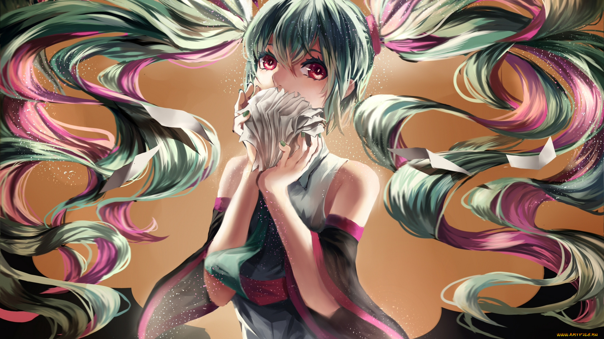 vocaloid, аниме, hatsune, miku, девушка, вокалоид, арт, lama-pacos, волосы, форма, школьница