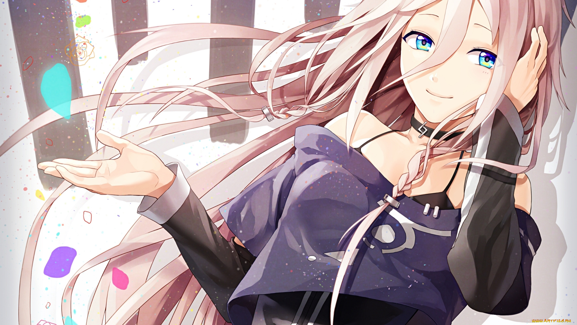 vocaloid, аниме, розы, цветы, лепестки, косички, девушка, ia, вокалоид