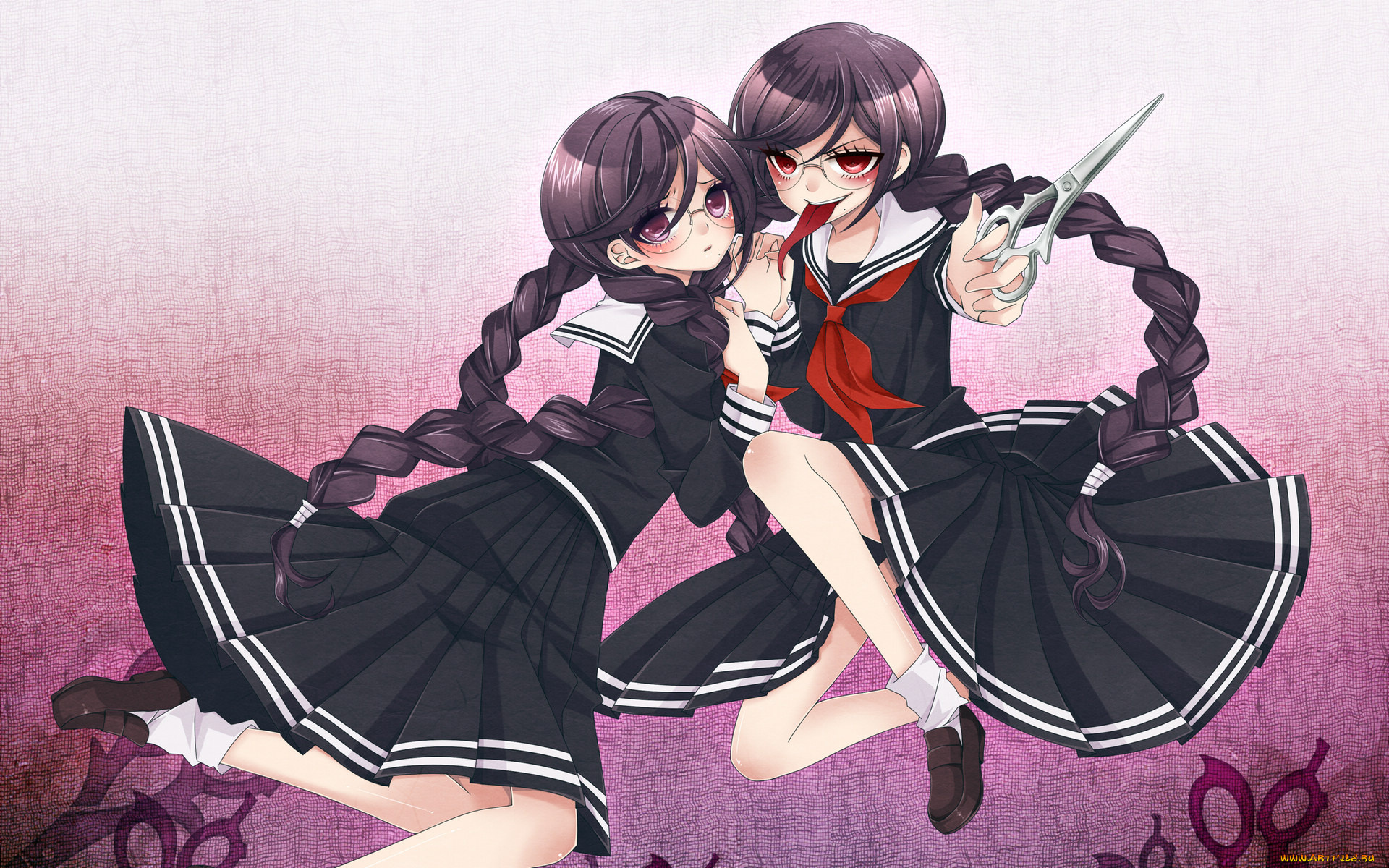 аниме, danganronpa, девочки, ножницы
